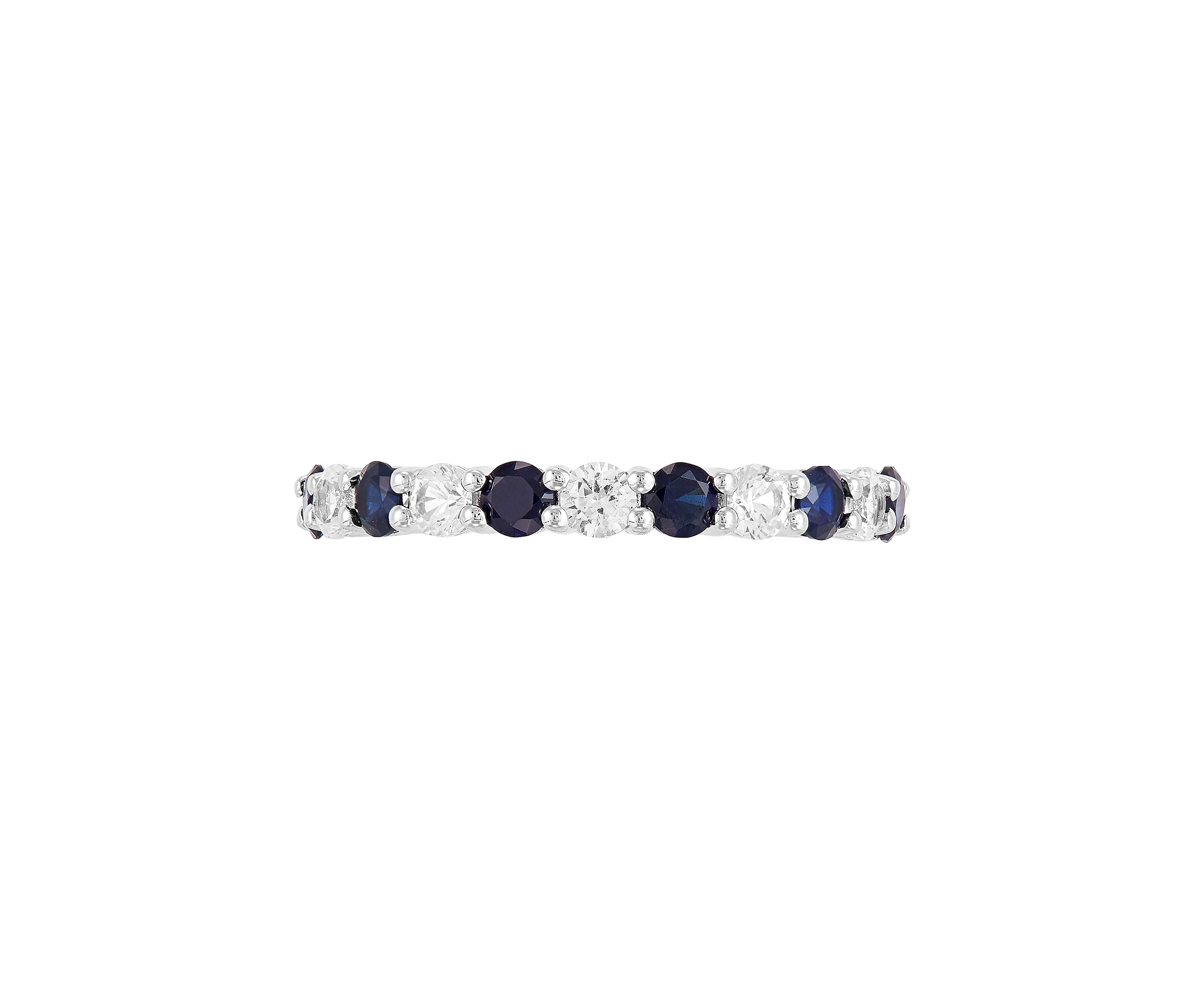 Lab Created Sapphire and White Sapphire Ring in Sterling Silver