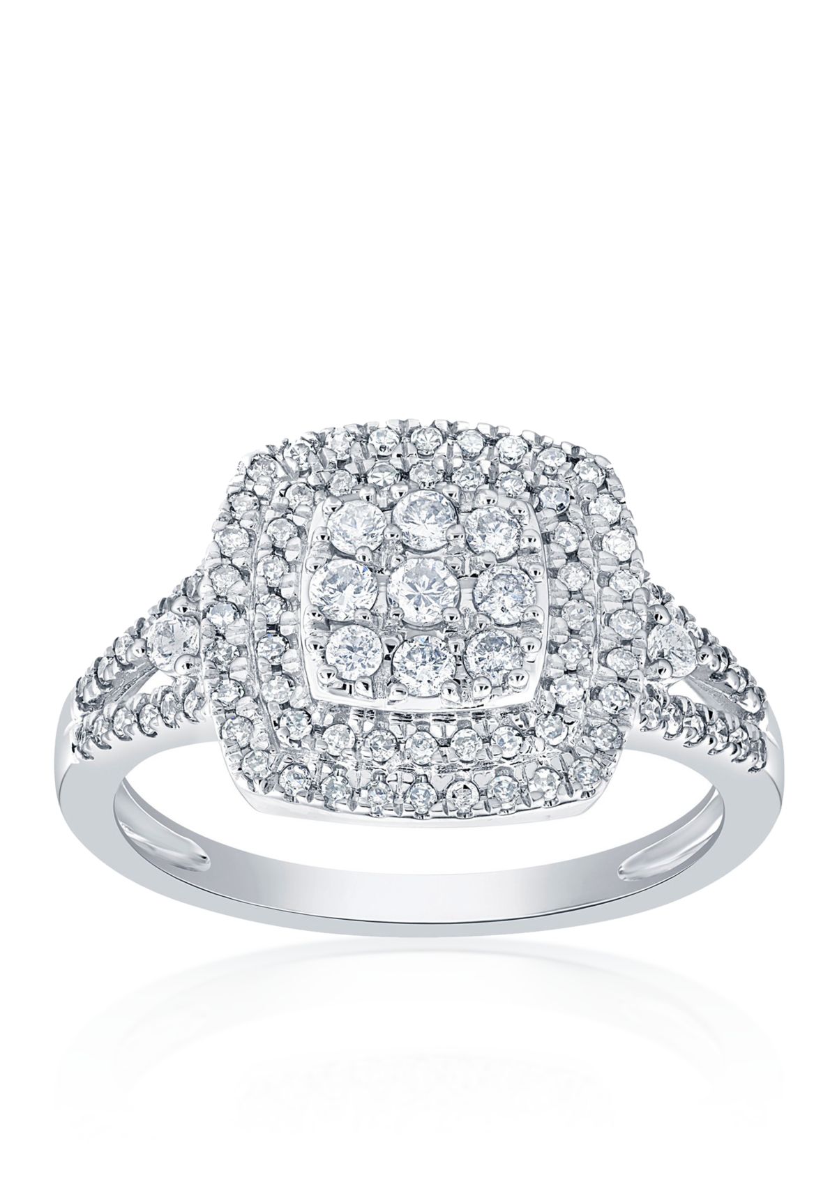 0.60 ct. t.w. Diamond Square Cluster Ring in 14K White Gold