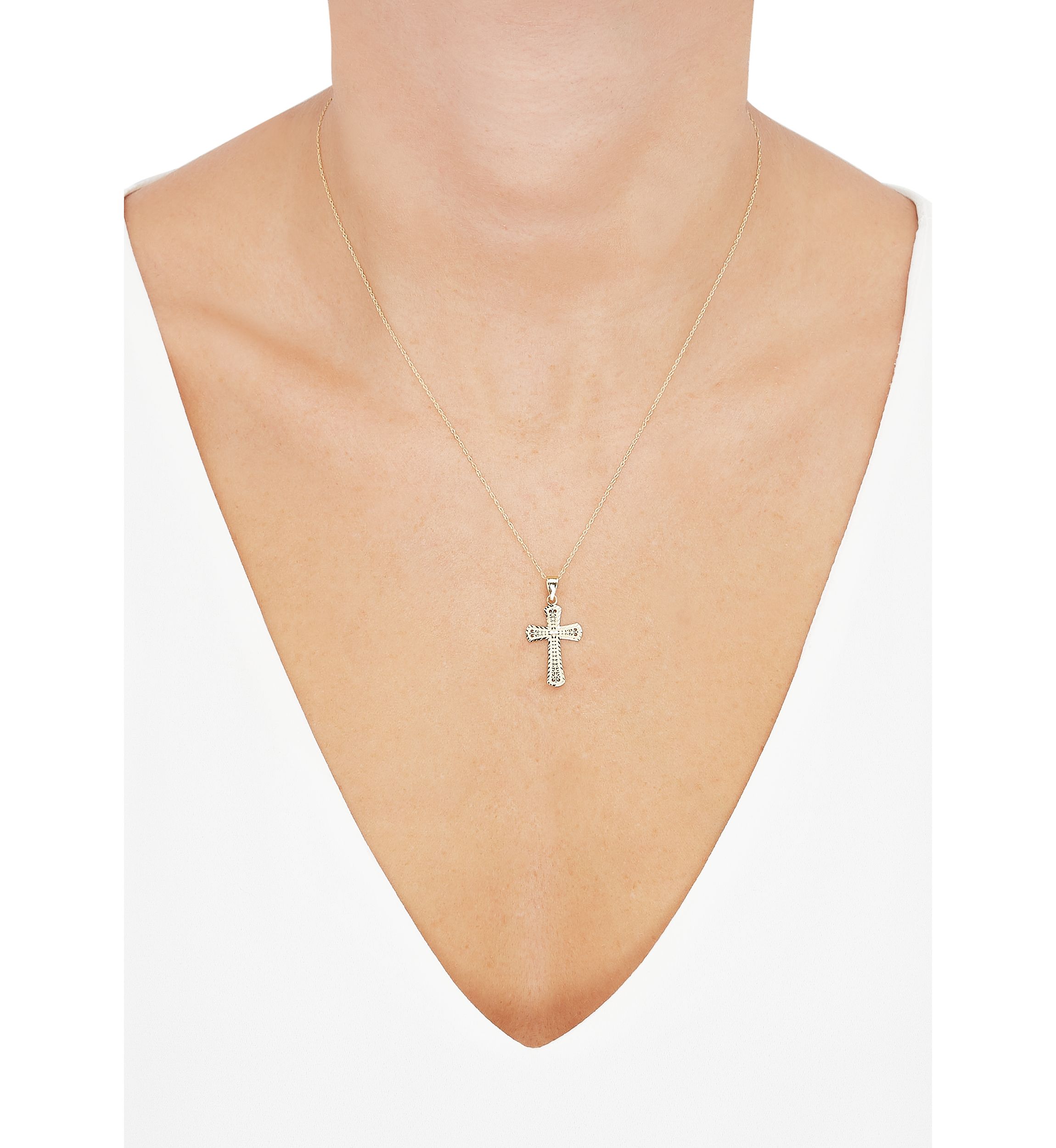 Swirl Cross Pendant with 18 Chain in 10K Yellow Gold