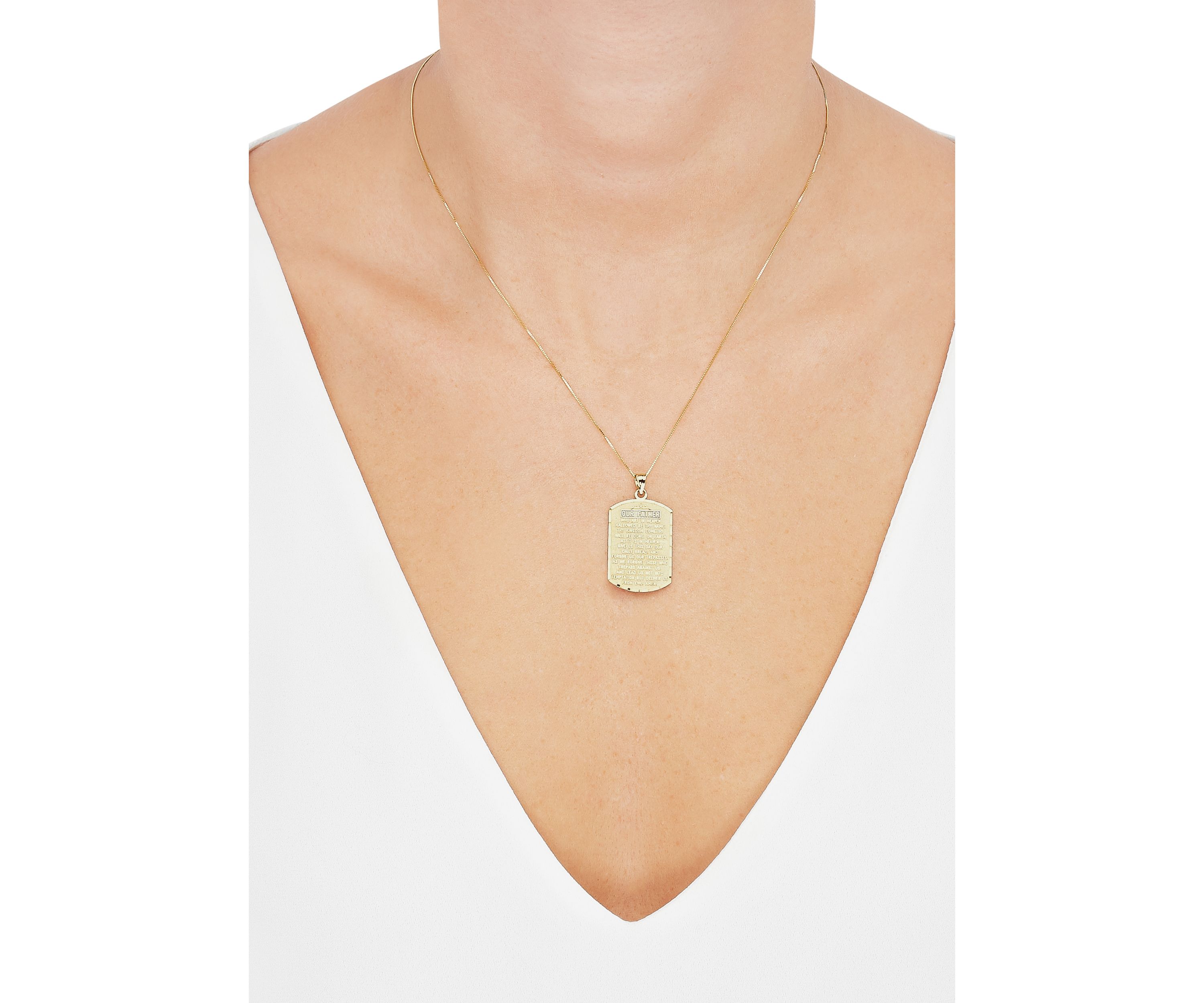 Our Father Prayer Pendant with 18" Box Chain in 10K Yellow Gold