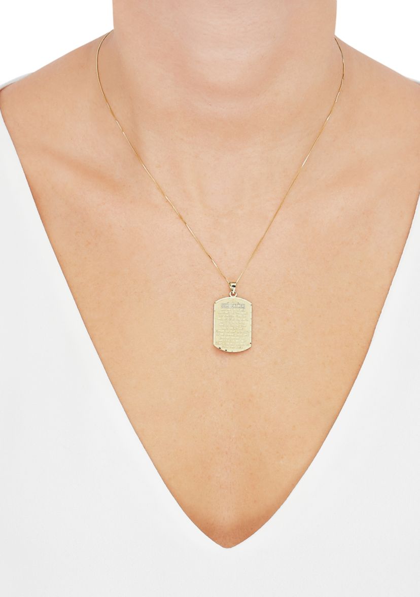 Our Father Prayer Pendant with 18" Box Chain in 10K Yellow Gold