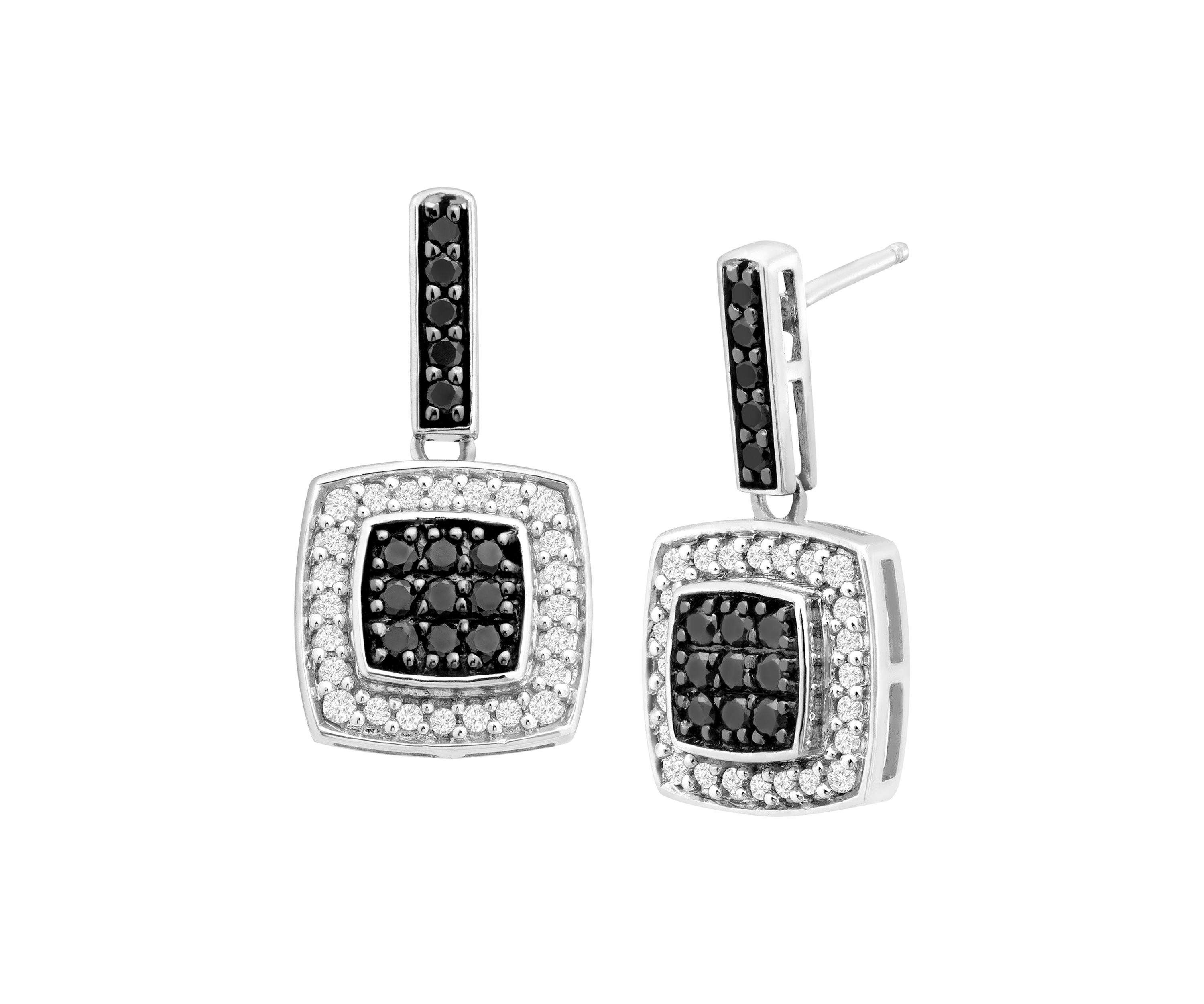 1/2 ct. t.w. Black and White Diamond Earrings in 14K White Gold
