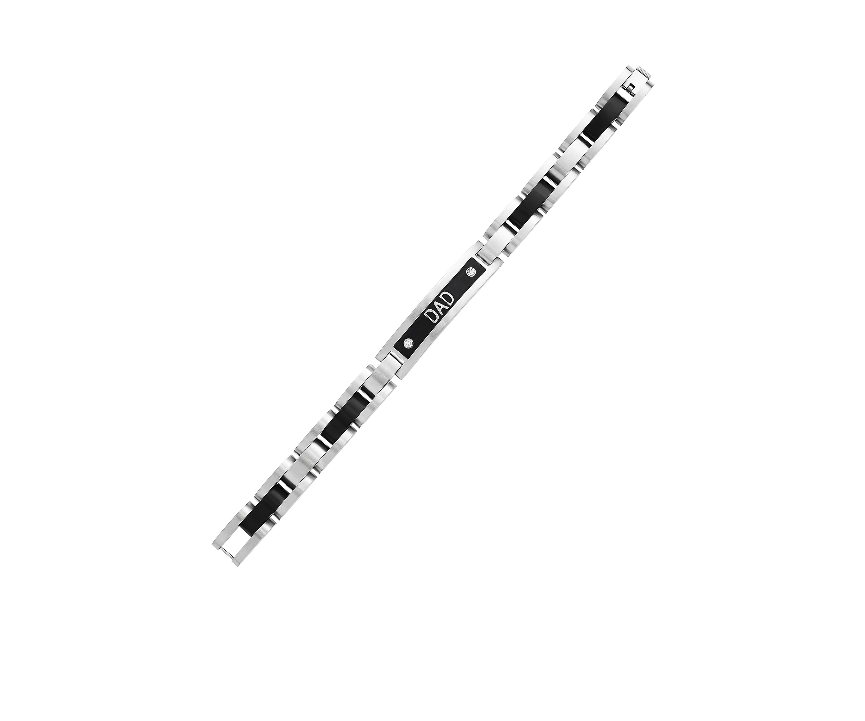 Mens Cuban Link Bracelet with Black IP in Stainless Steel