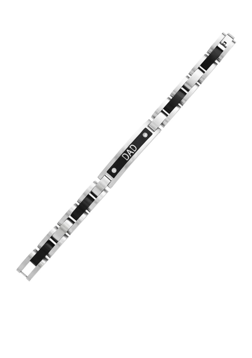 Mens Cuban Link Bracelet with Black IP in Stainless Steel