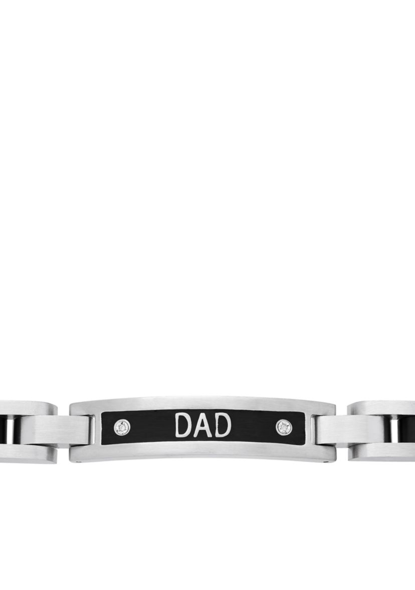 Mens Cuban Link Bracelet with Black IP in Stainless Steel