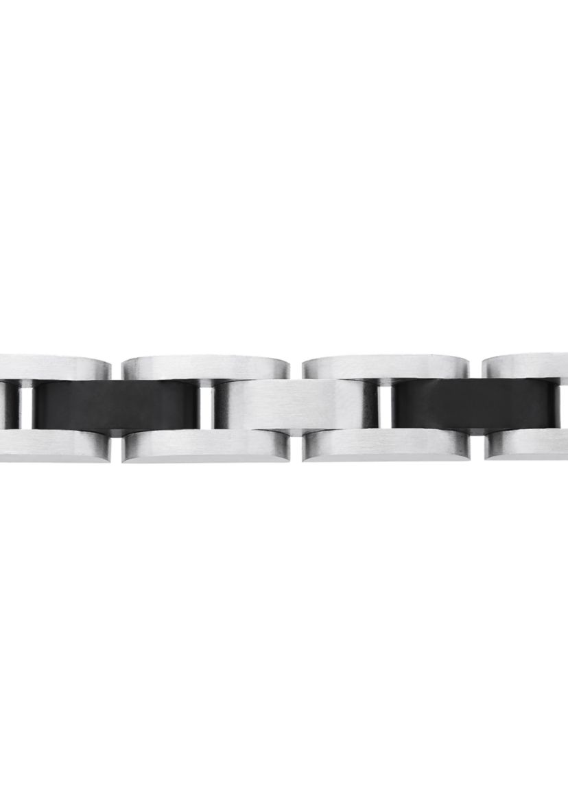 Mens Cuban Link Bracelet with Black IP in Stainless Steel