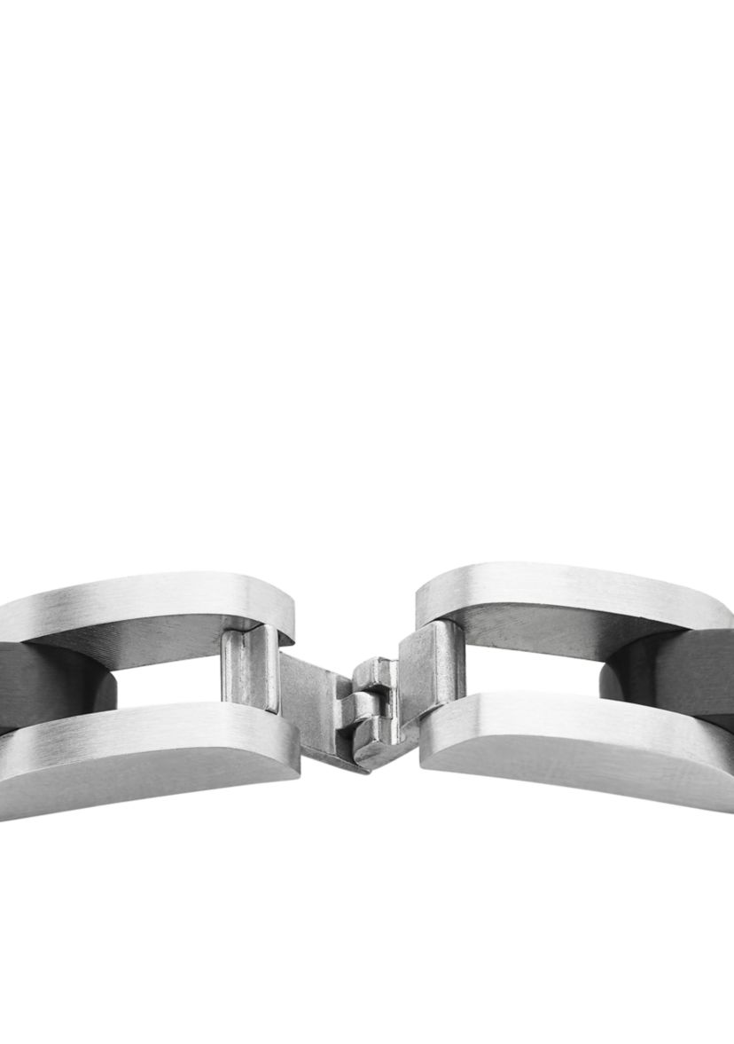 Mens Cuban Link Bracelet with Black IP in Stainless Steel