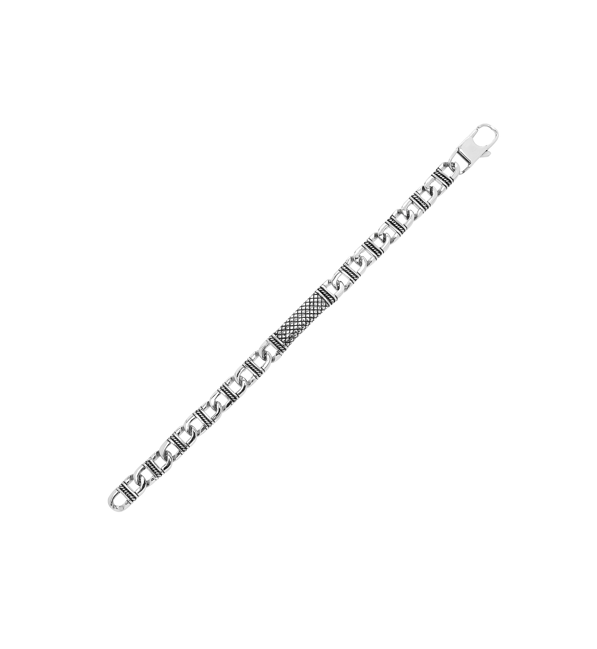 Mens Railroad Design Bracelet in Stainless Steel