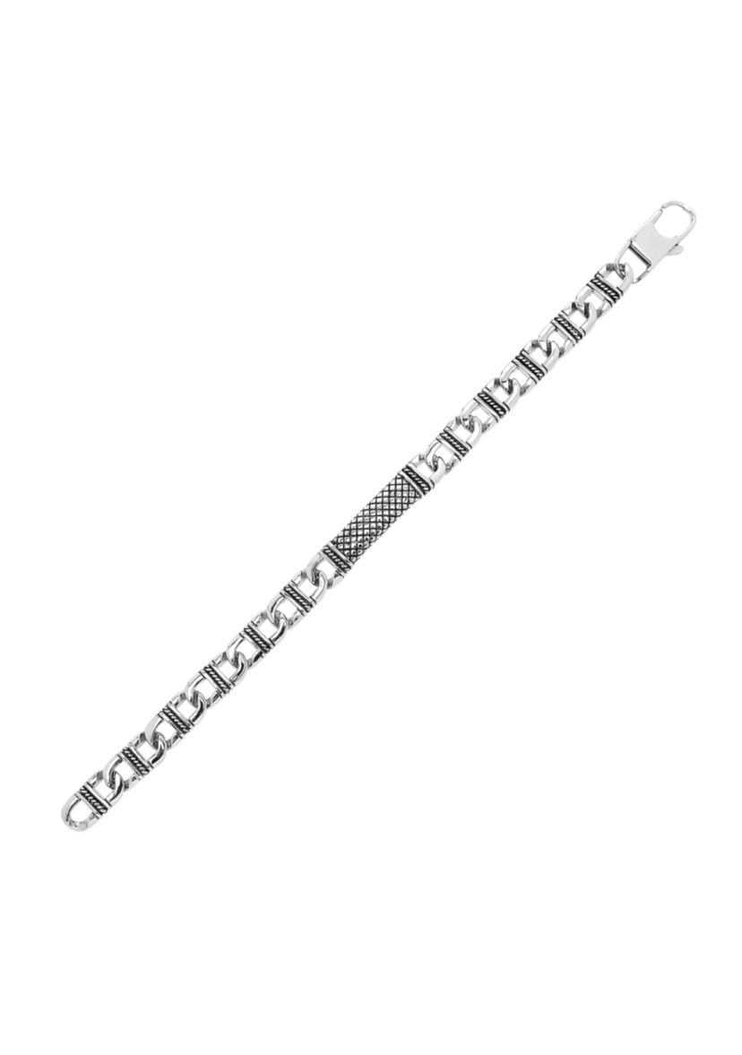 Mens Railroad Design Bracelet in Stainless Steel