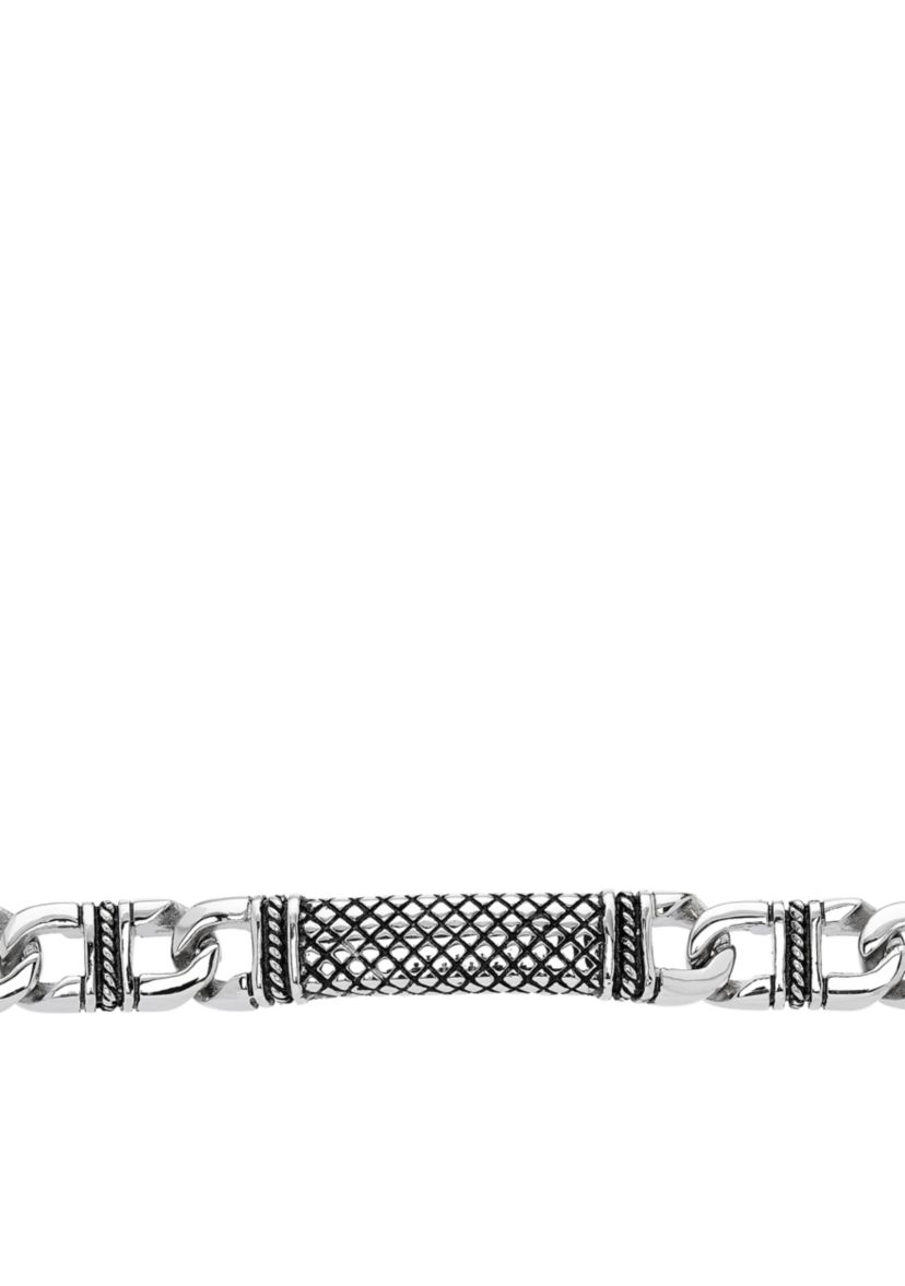 Mens Railroad Design Bracelet in Stainless Steel