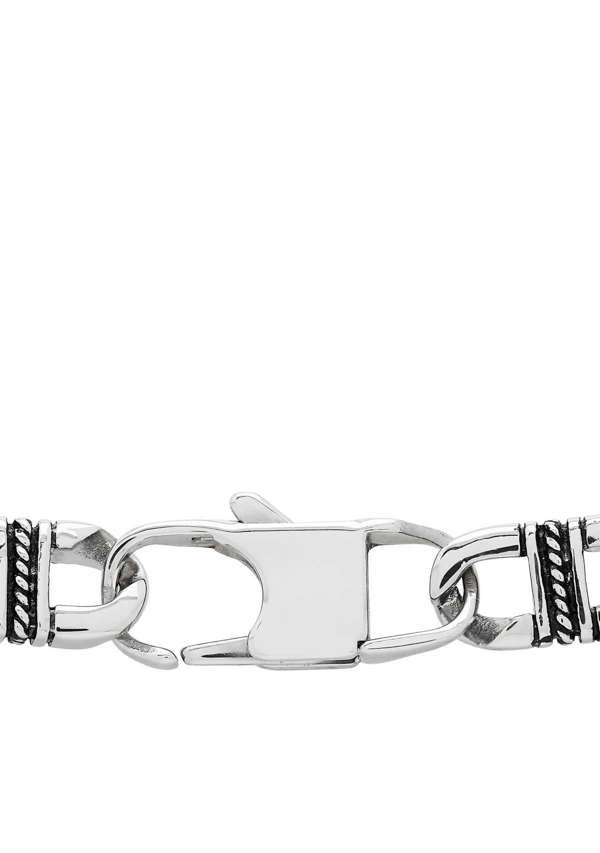 Mens Railroad Design Bracelet in Stainless Steel