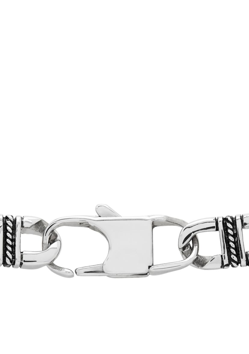 Mens Railroad Design Bracelet in Stainless Steel