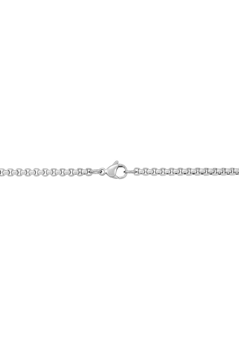 Cross Pendant Necklace with 24" Popcorn Chain in Stainless Steel 