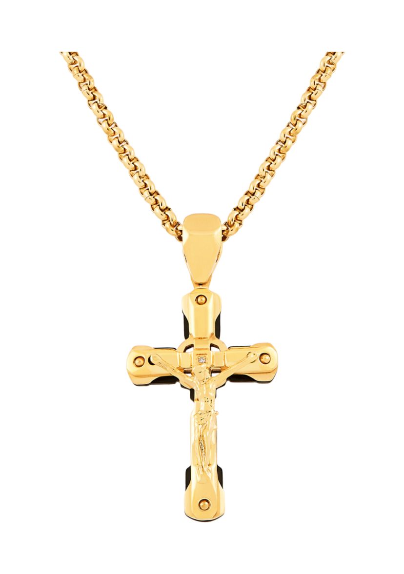 1 ct. t.w. Diamond Accent Pendant Necklace in Stainless Steel