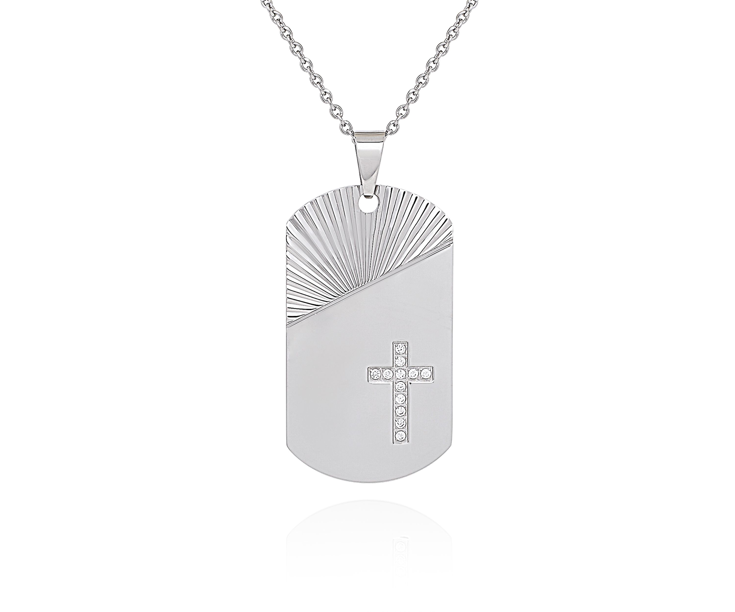 Cubic Zirconia Cross Pendant in Stainless Steel
