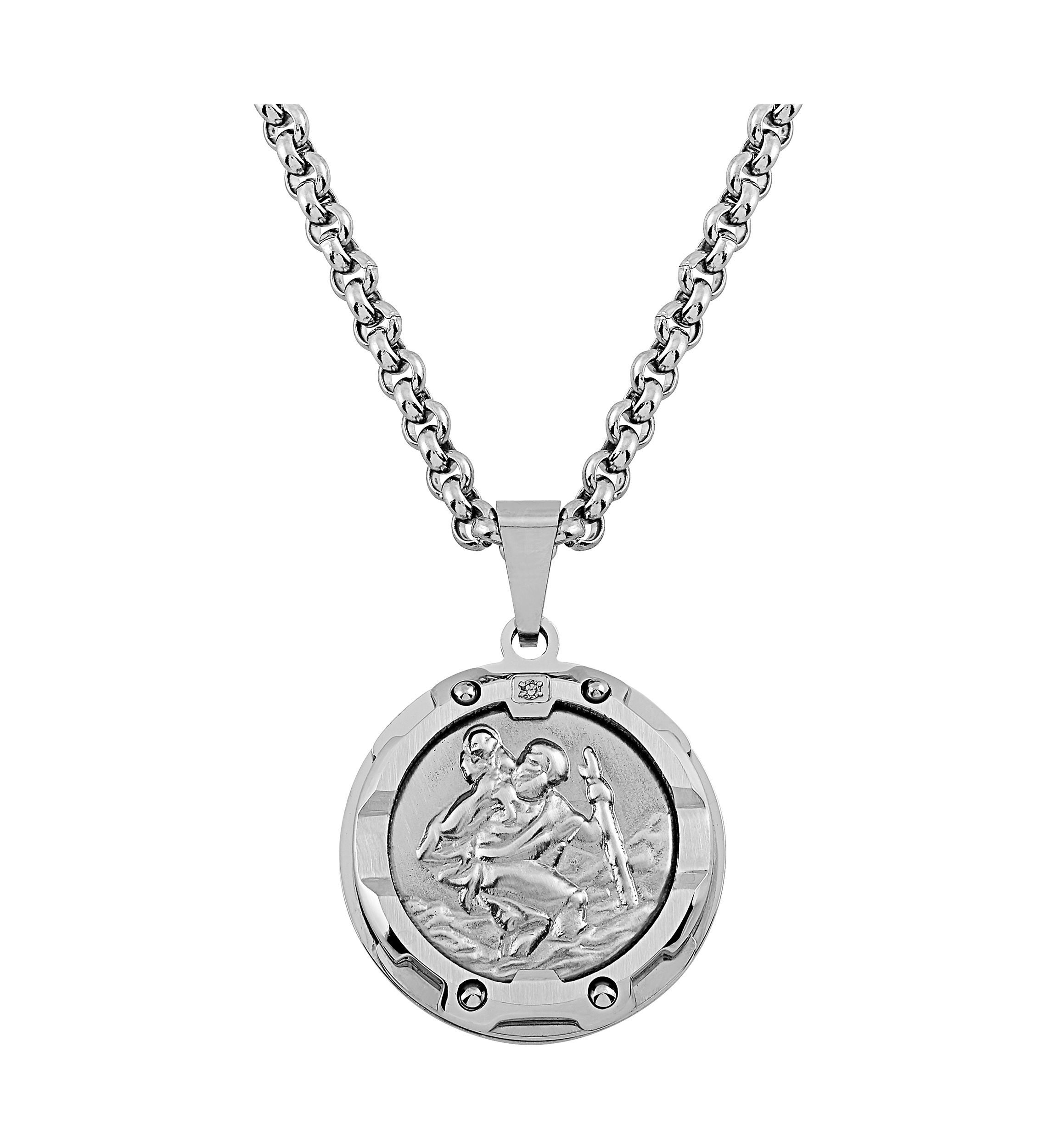 1 ct. t.w. Diamond Accent Pendant Necklace in Stainless Steel 