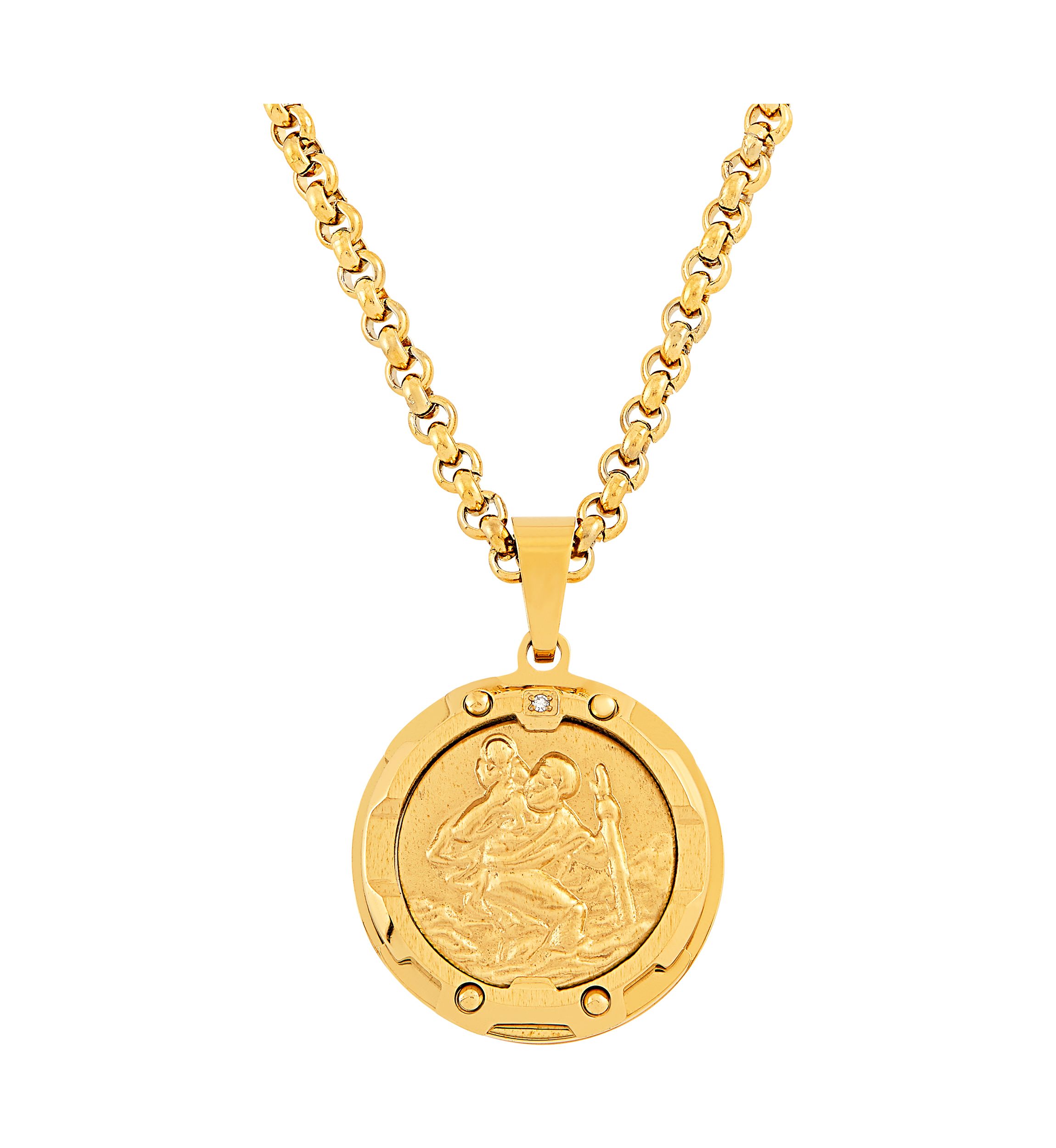 	  1 ct. t.w. Diamond Accent Pendant in Stainless Steel