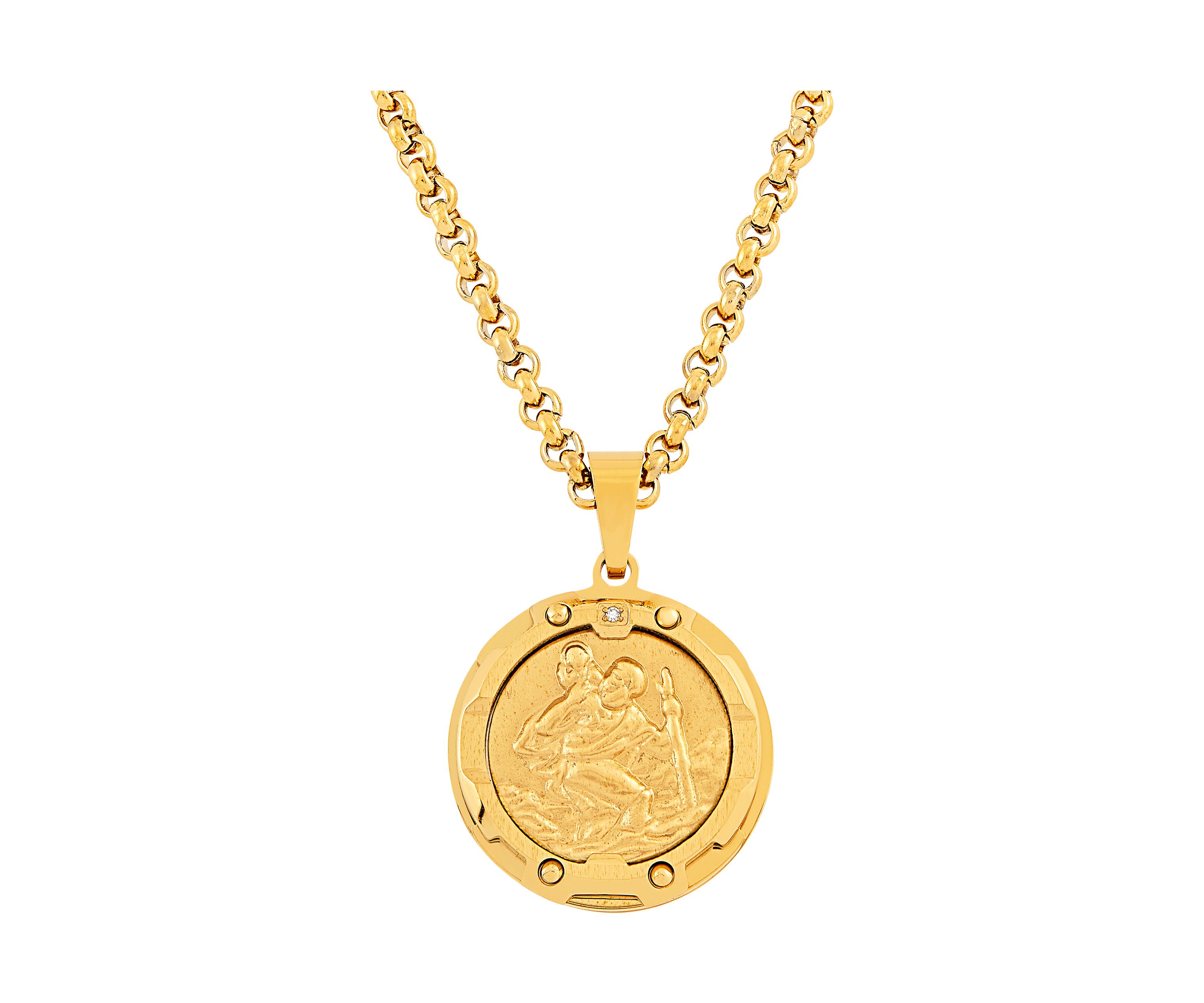 	  1 ct. t.w. Diamond Accent Pendant in Stainless Steel