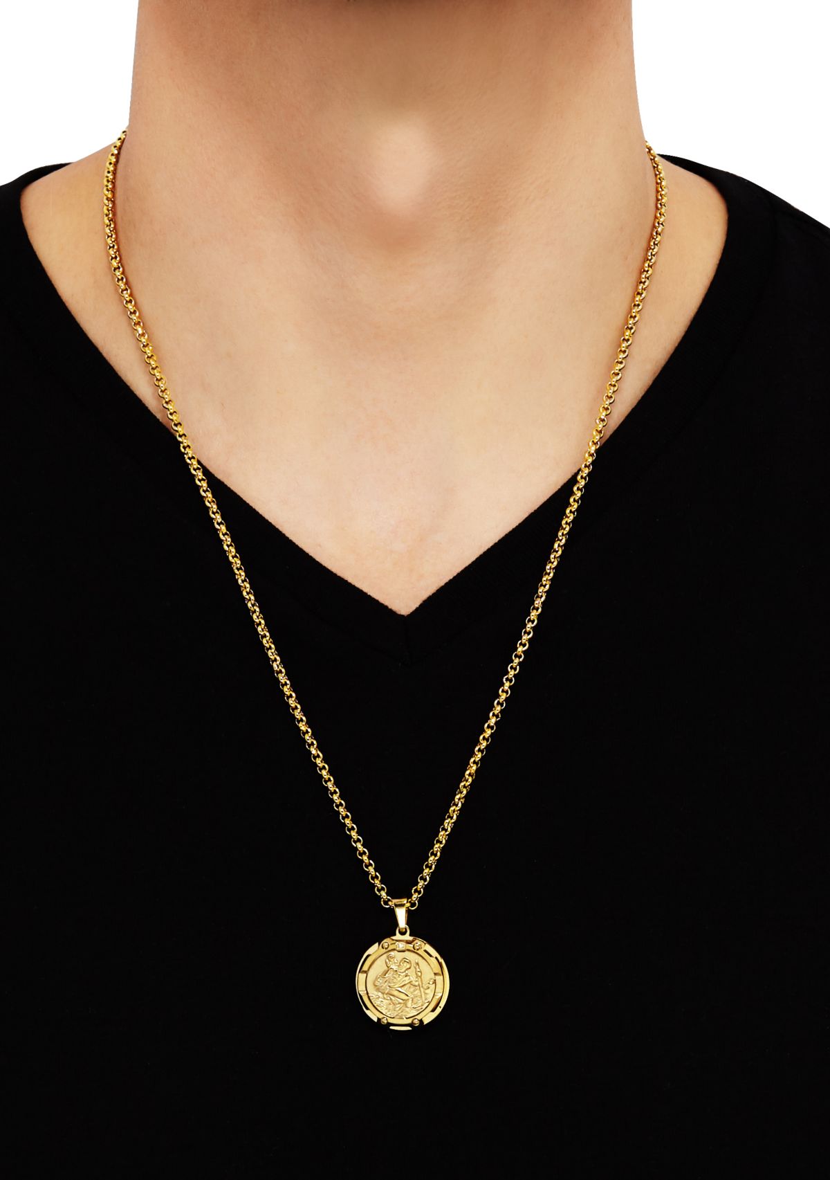 	  1 ct. t.w. Diamond Accent Pendant in Stainless Steel