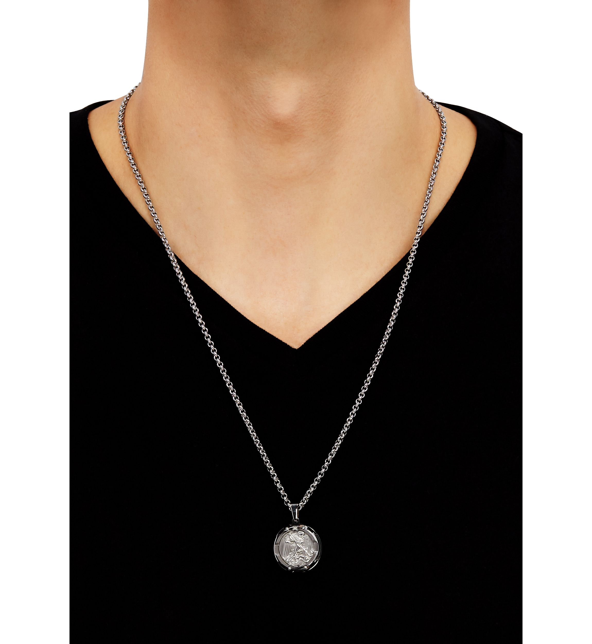  1 ct. t.w. Diamond Accent Pendant in Stainless Steel