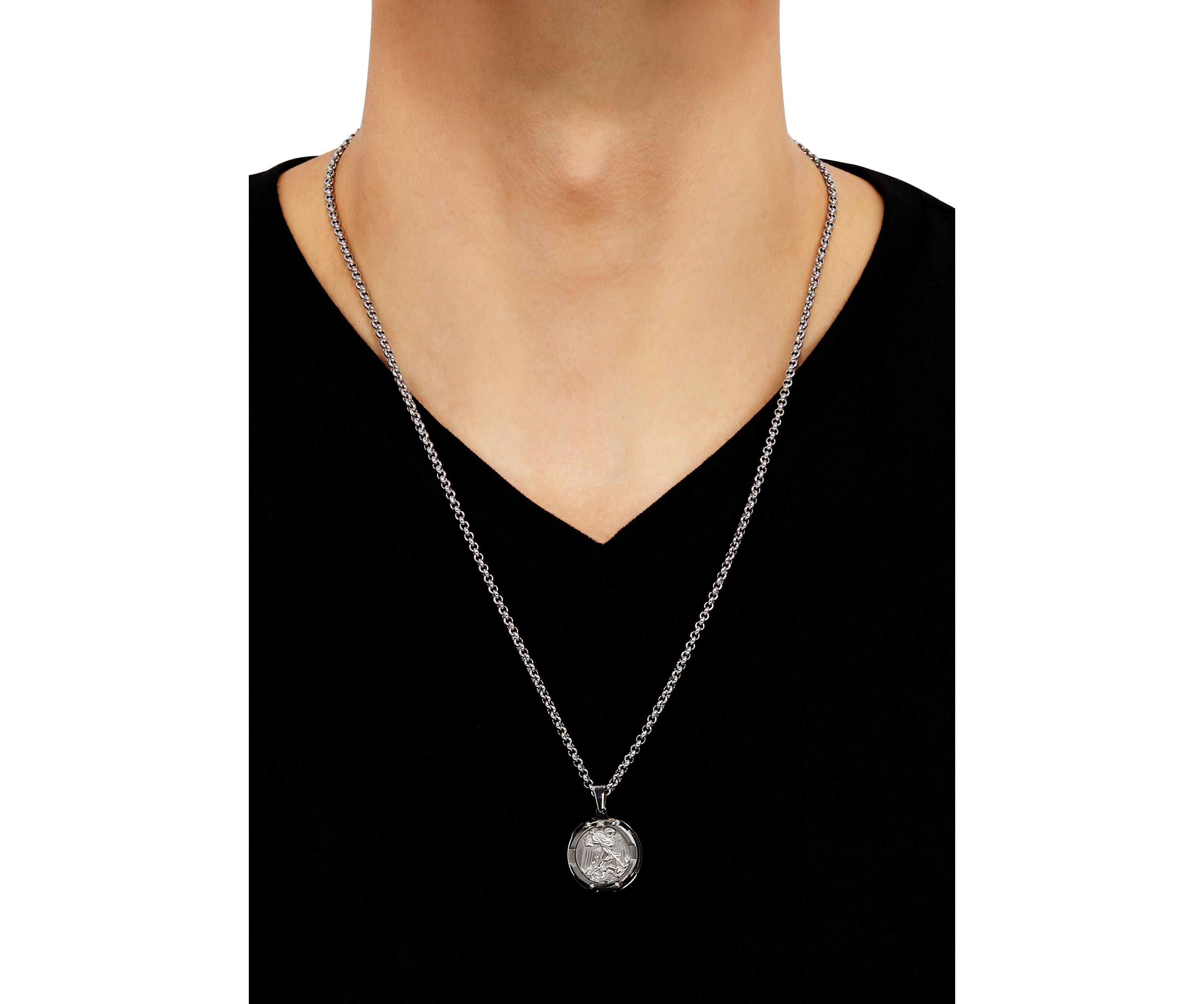  1 ct. t.w. Diamond Accent Pendant in Stainless Steel