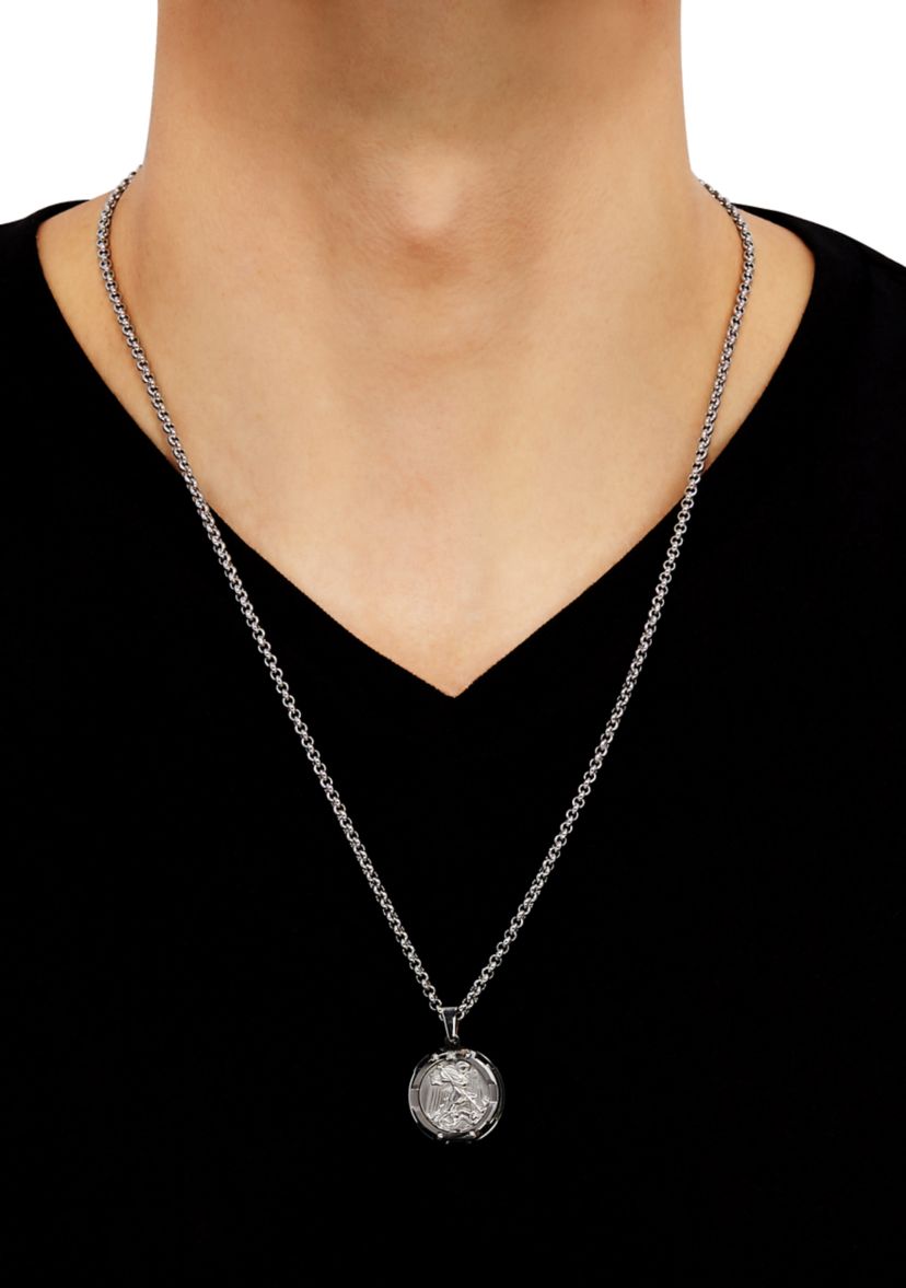  1 ct. t.w. Diamond Accent Pendant in Stainless Steel