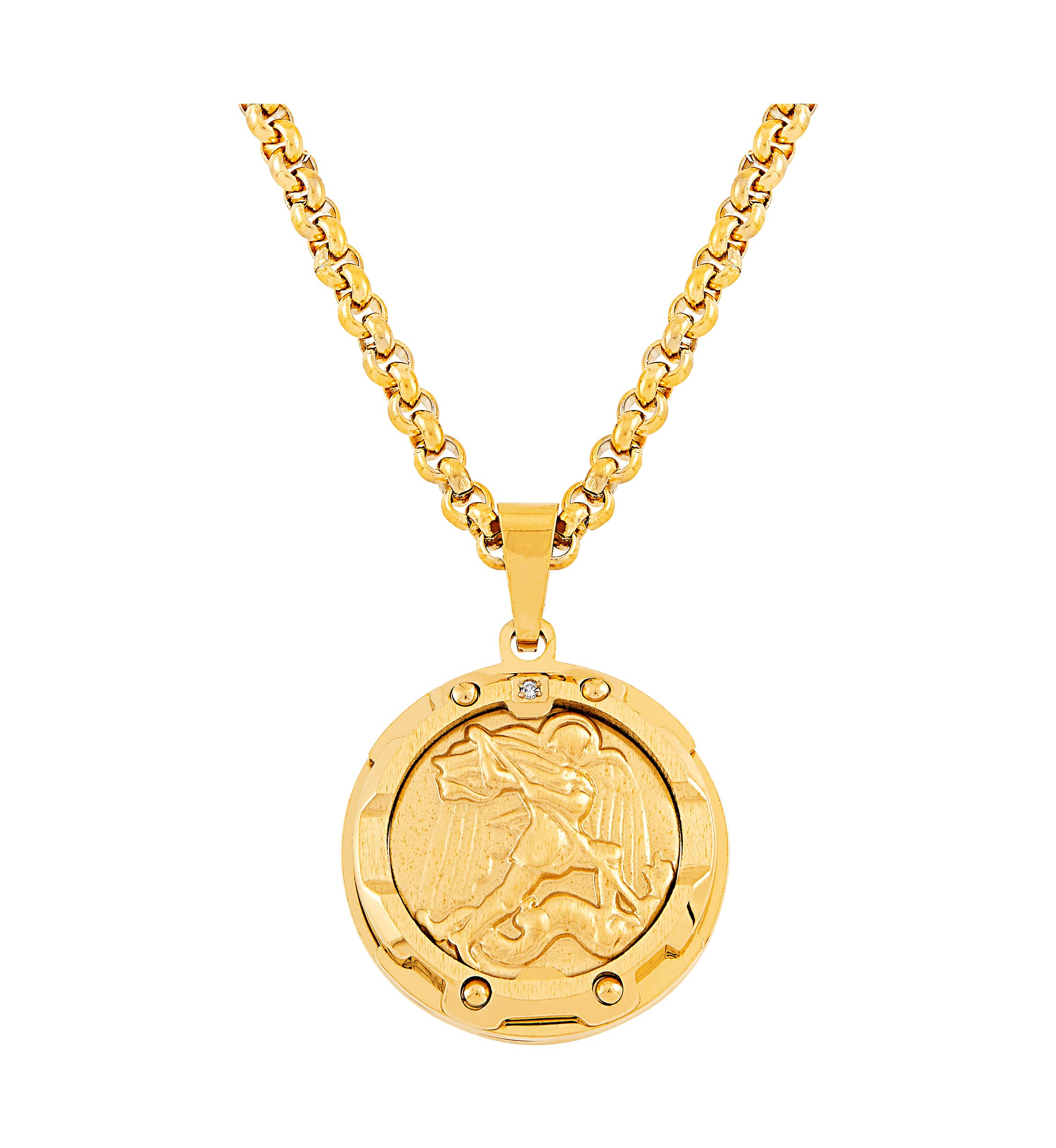 	  1 ct. t.w. Diamond Accent Pendant in Stainless Steel 