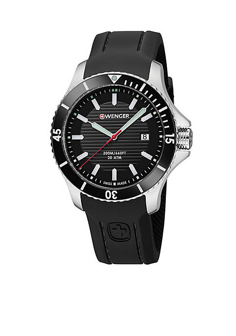 Men's Swiss Seaforce Black Silicone Strap Watch