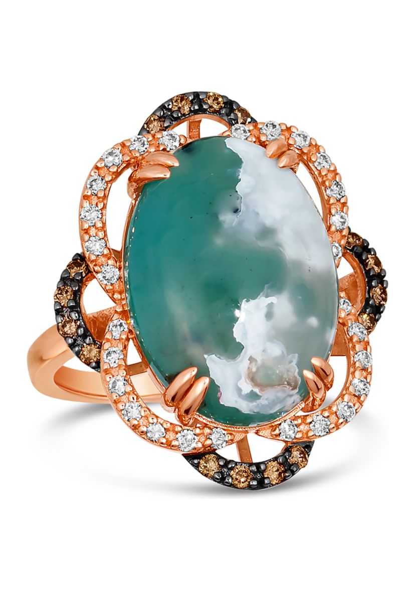 10 ct. t.w. Aquaprase Candy, 1/5 ct. t.w. Chocolate Diamond®, and 1/4 ct. t.w. Nude Diamond™ Ring in 14K Strawberry Gold®