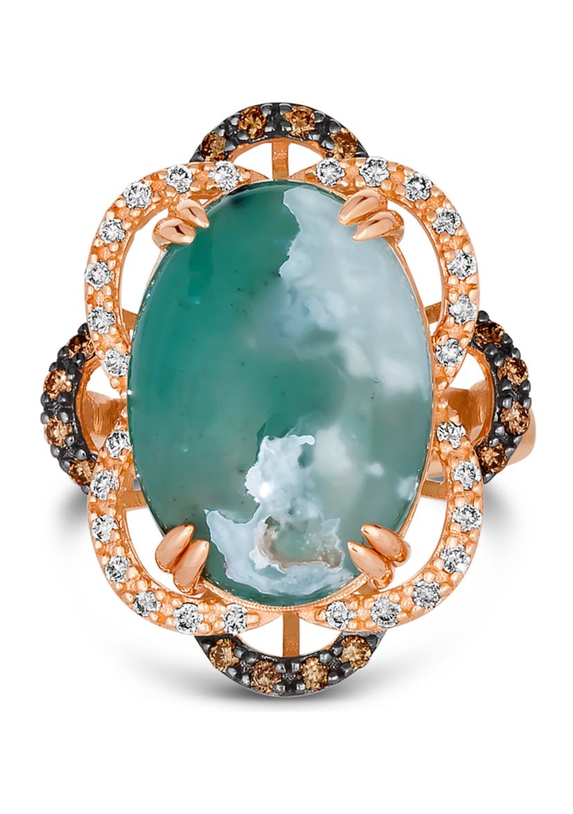 10 ct. t.w. Aquaprase Candy, 1/5 ct. t.w. Chocolate Diamond®, and 1/4 ct. t.w. Nude Diamond™ Ring in 14K Strawberry Gold®
