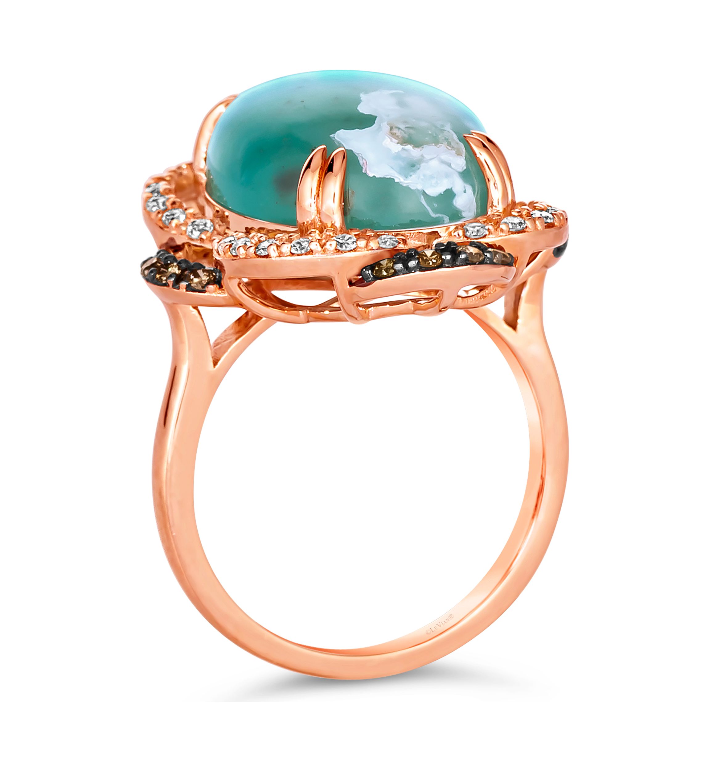 10 ct. t.w. Aquaprase Candy, 1/5 ct. t.w. Chocolate Diamond®, and 1/4 ct. t.w. Nude Diamond™ Ring in 14K Strawberry Gold®