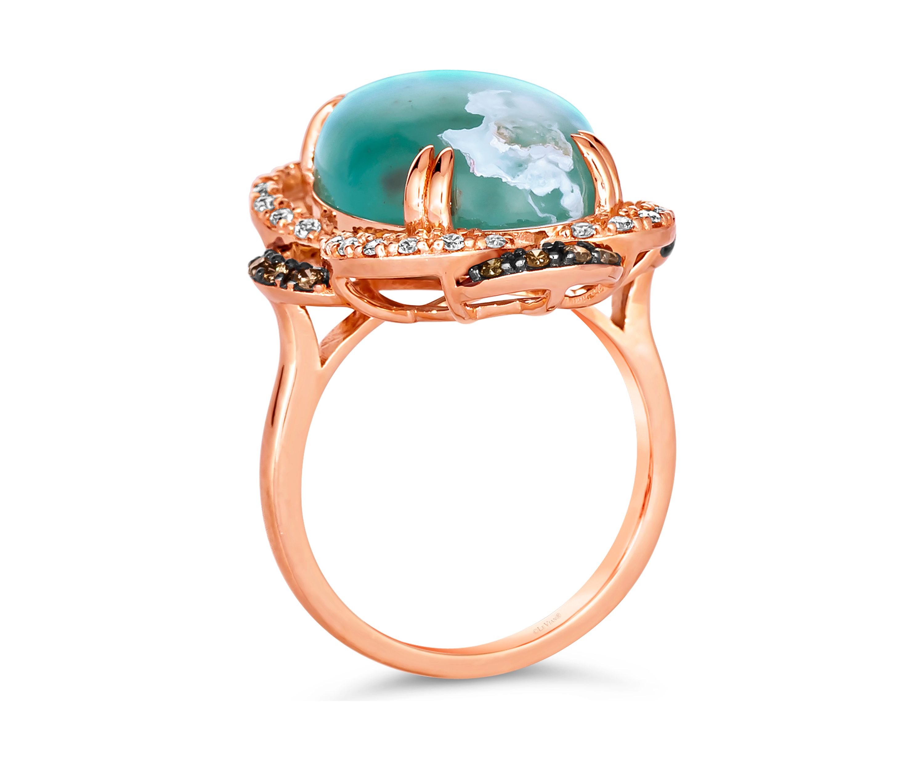 10 ct. t.w. Aquaprase Candy, 1/5 ct. t.w. Chocolate Diamond®, and 1/4 ct. t.w. Nude Diamond™ Ring in 14K Strawberry Gold®