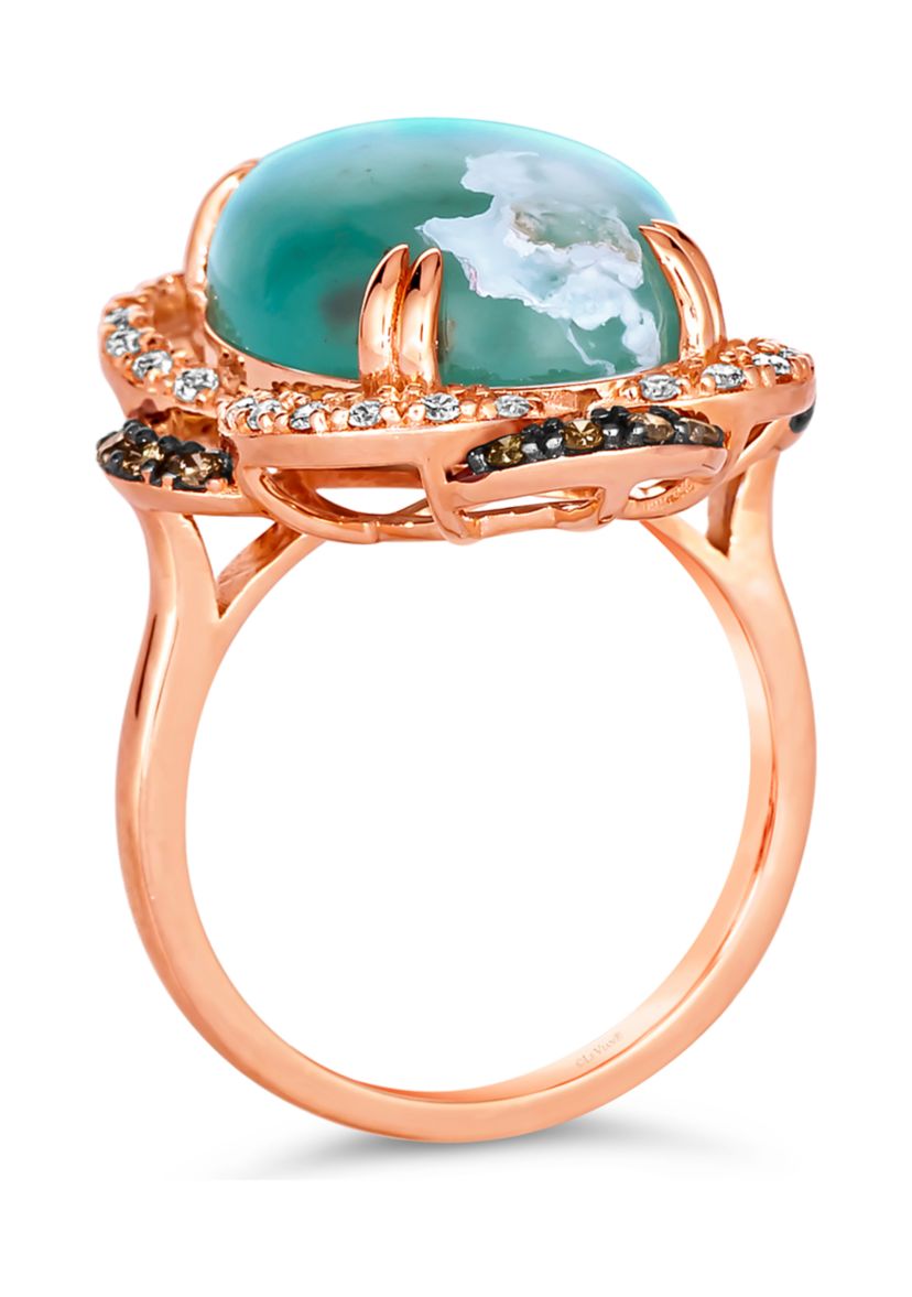 10 ct. t.w. Aquaprase Candy, 1/5 ct. t.w. Chocolate Diamond®, and 1/4 ct. t.w. Nude Diamond™ Ring in 14K Strawberry Gold®