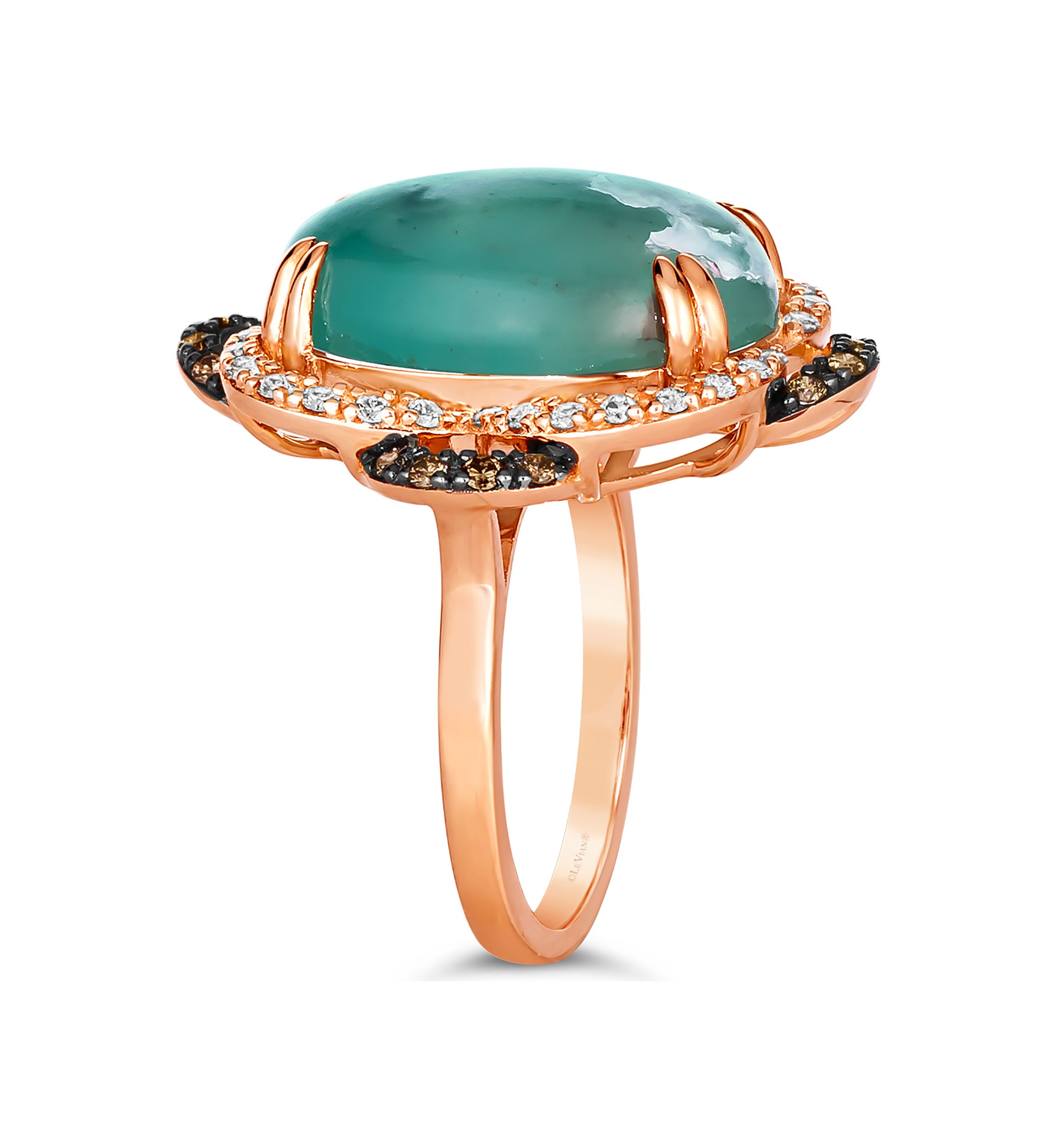 10 ct. t.w. Aquaprase Candy, 1/5 ct. t.w. Chocolate Diamond®, and 1/4 ct. t.w. Nude Diamond™ Ring in 14K Strawberry Gold®