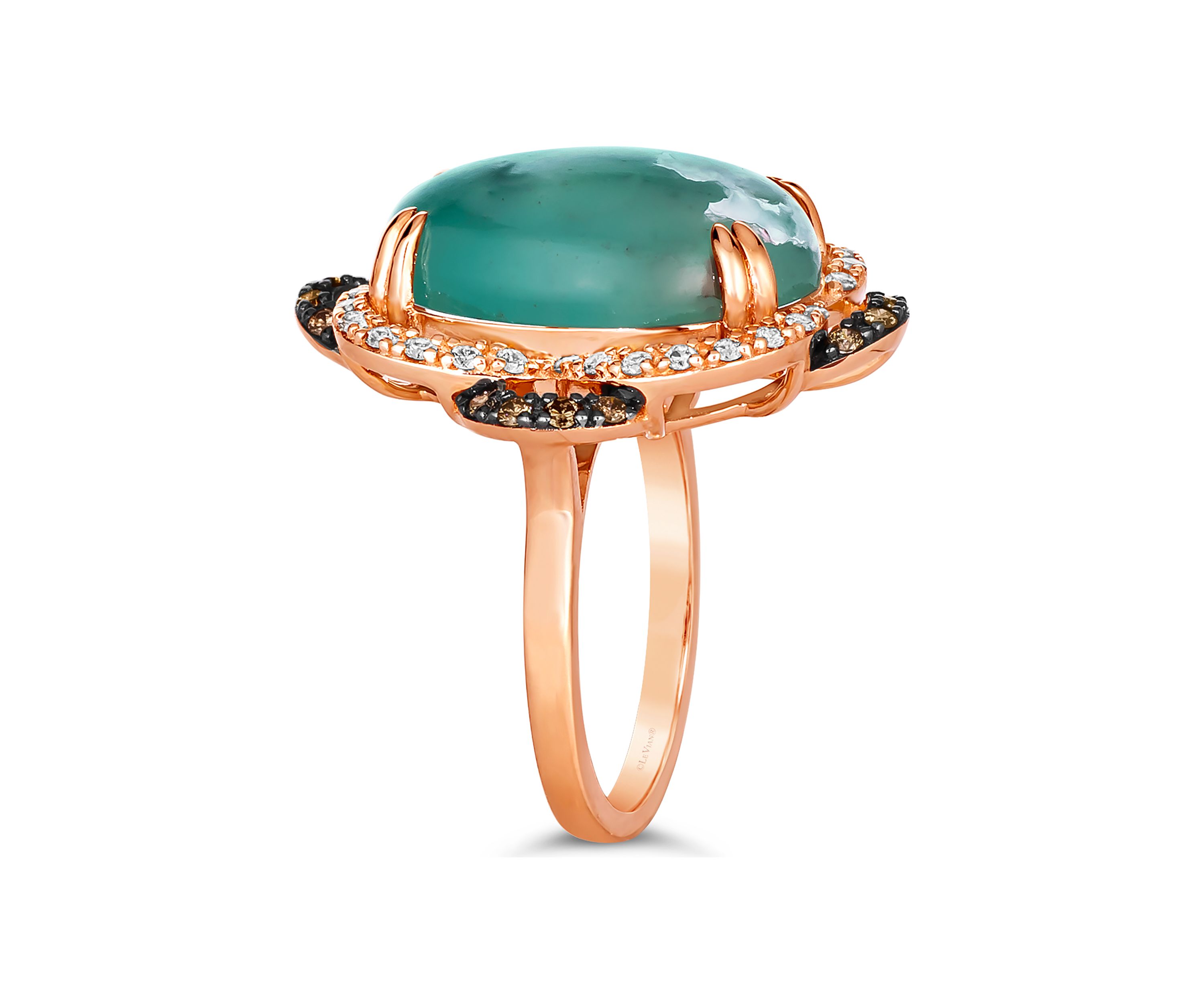 10 ct. t.w. Aquaprase Candy, 1/5 ct. t.w. Chocolate Diamond®, and 1/4 ct. t.w. Nude Diamond™ Ring in 14K Strawberry Gold®