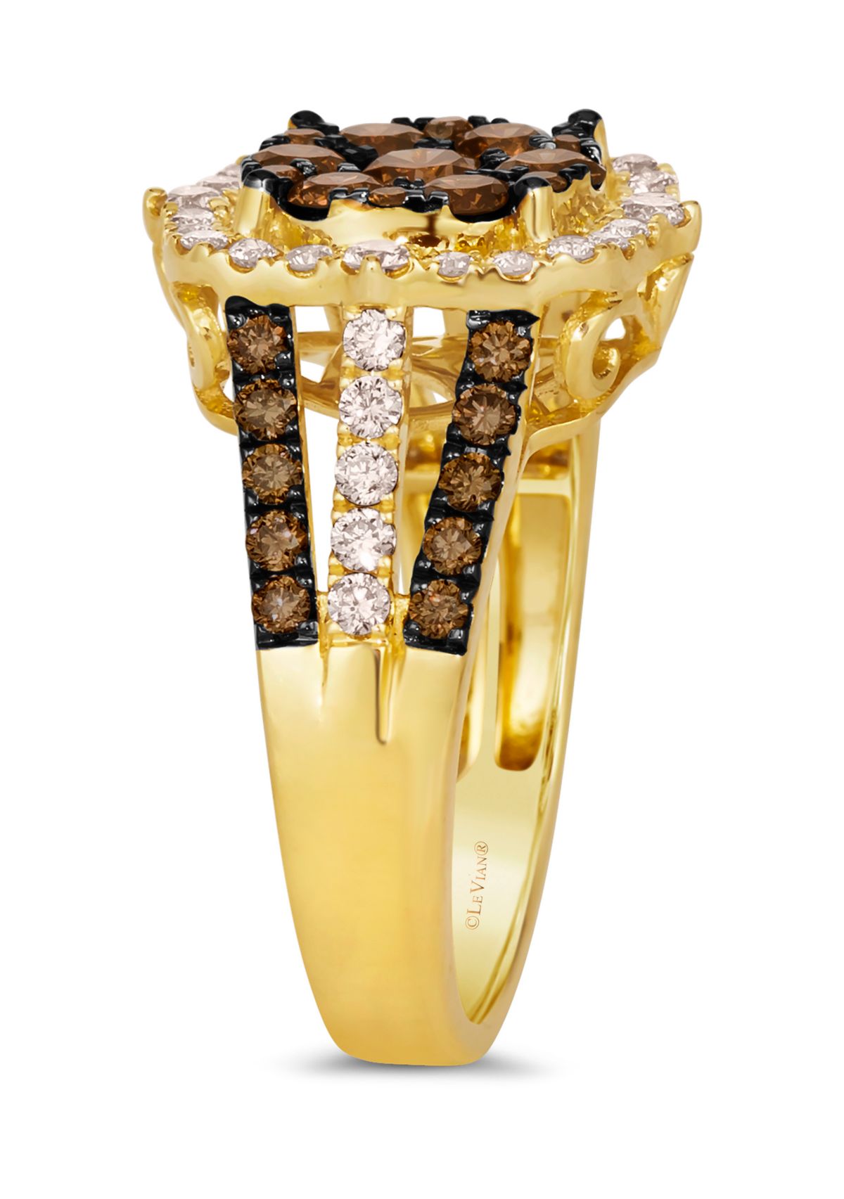 Ring featuring 1.33 ct. t.w. Chocolate Diamonds®, 1/2 ct. t.w. Nude Diamonds™ in 14K Honey Gold™