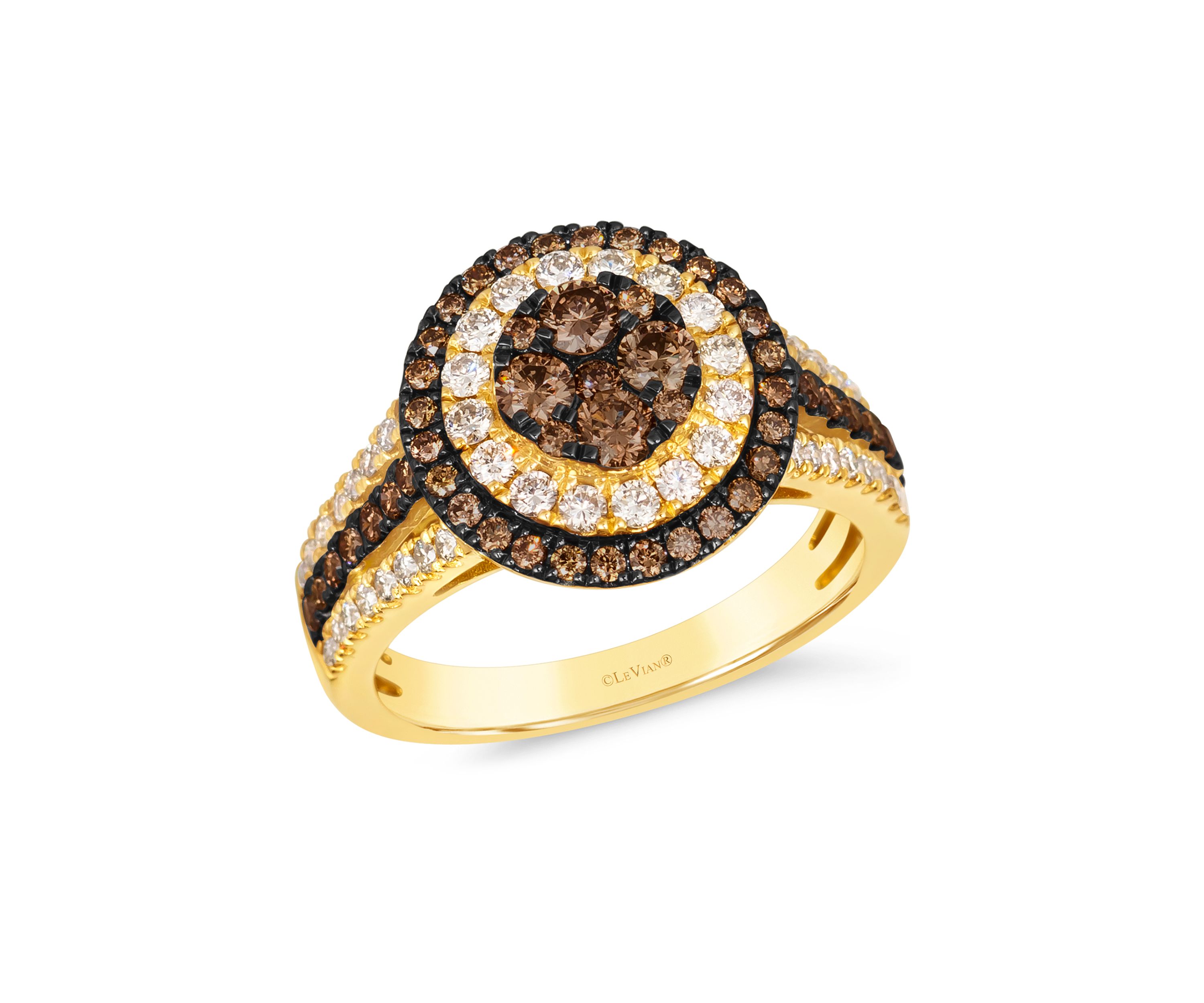 Ring featuring 3/4 ct. t.w. Chocolate Diamonds®, 1/2 ct. t.w. Nude Diamonds™ in 14K Honey Gold™