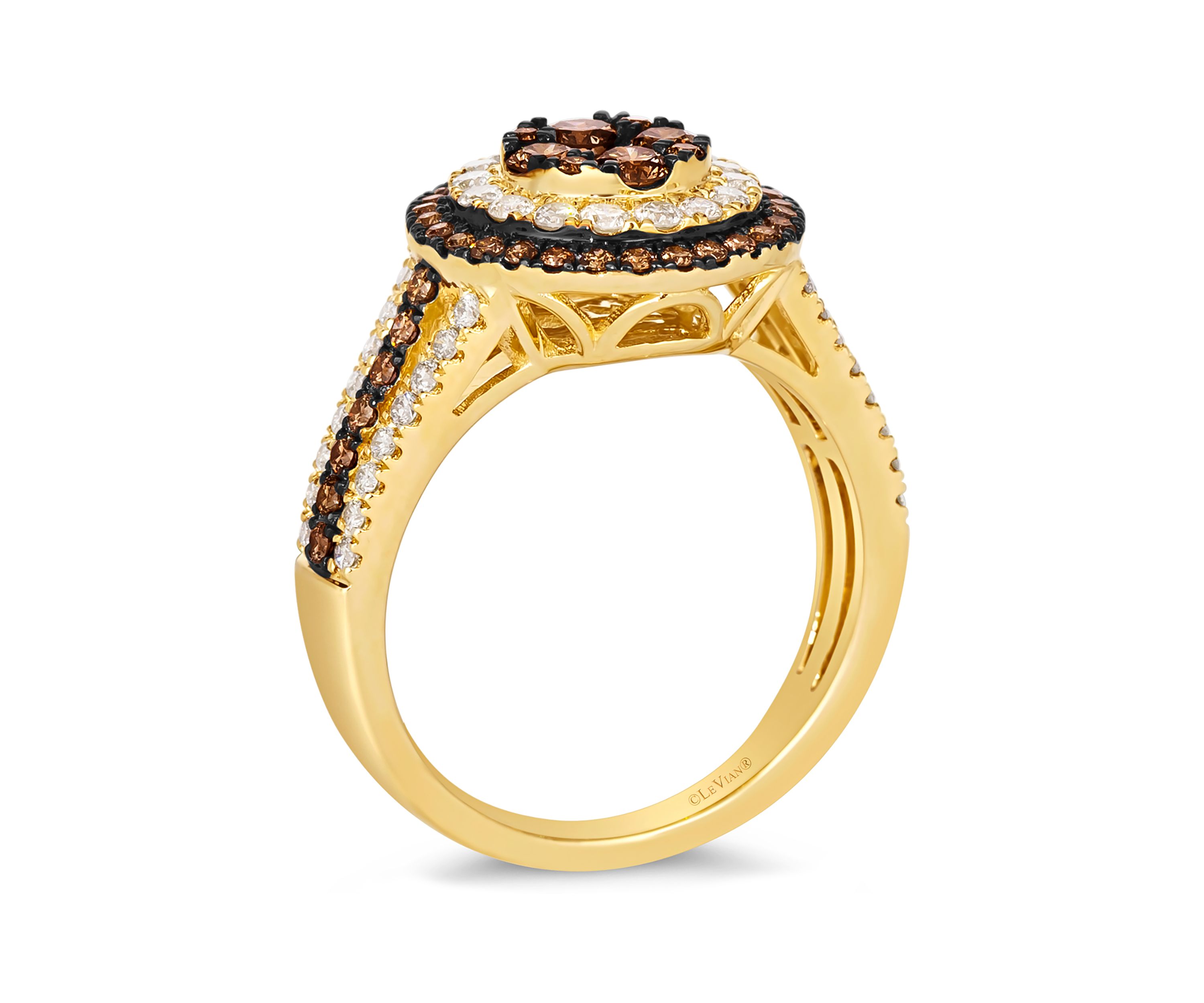 Ring featuring 3/4 ct. t.w. Chocolate Diamonds®, 1/2 ct. t.w. Nude Diamonds™ in 14K Honey Gold™