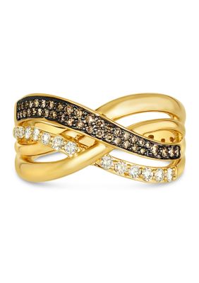 1/3 ct. t.w. Diamond Faux Stacked Ring in 14K Honey Gold™