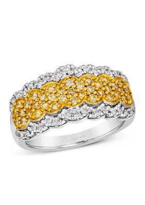 Le Vian Ring Featuring 1/5 Ct. T.w. Vanilla Diamonds, 3/8 Ct. T.w. Sunny Yellow Diamonds In 14K Two Tone Gold