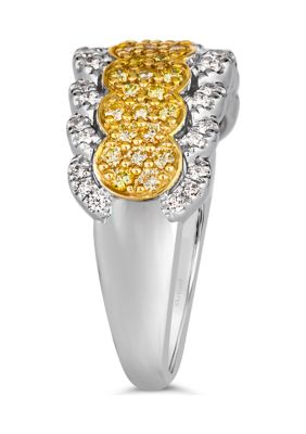 Ring featuring 1/5 ct. t.w. Vanilla Diamonds®, 3/8 ct. t.w. Sunny Yellow Diamonds®  in 14K Two Tone Gold