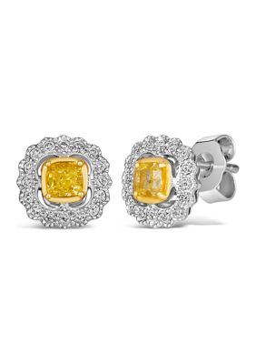 Le Vian Earrings featuring 1/2 ct. t.w. Fancy Light Yellow Diamond, 1/5 ct. t.w. Vanilla Diamonds set in 14K Two Tone Gold
