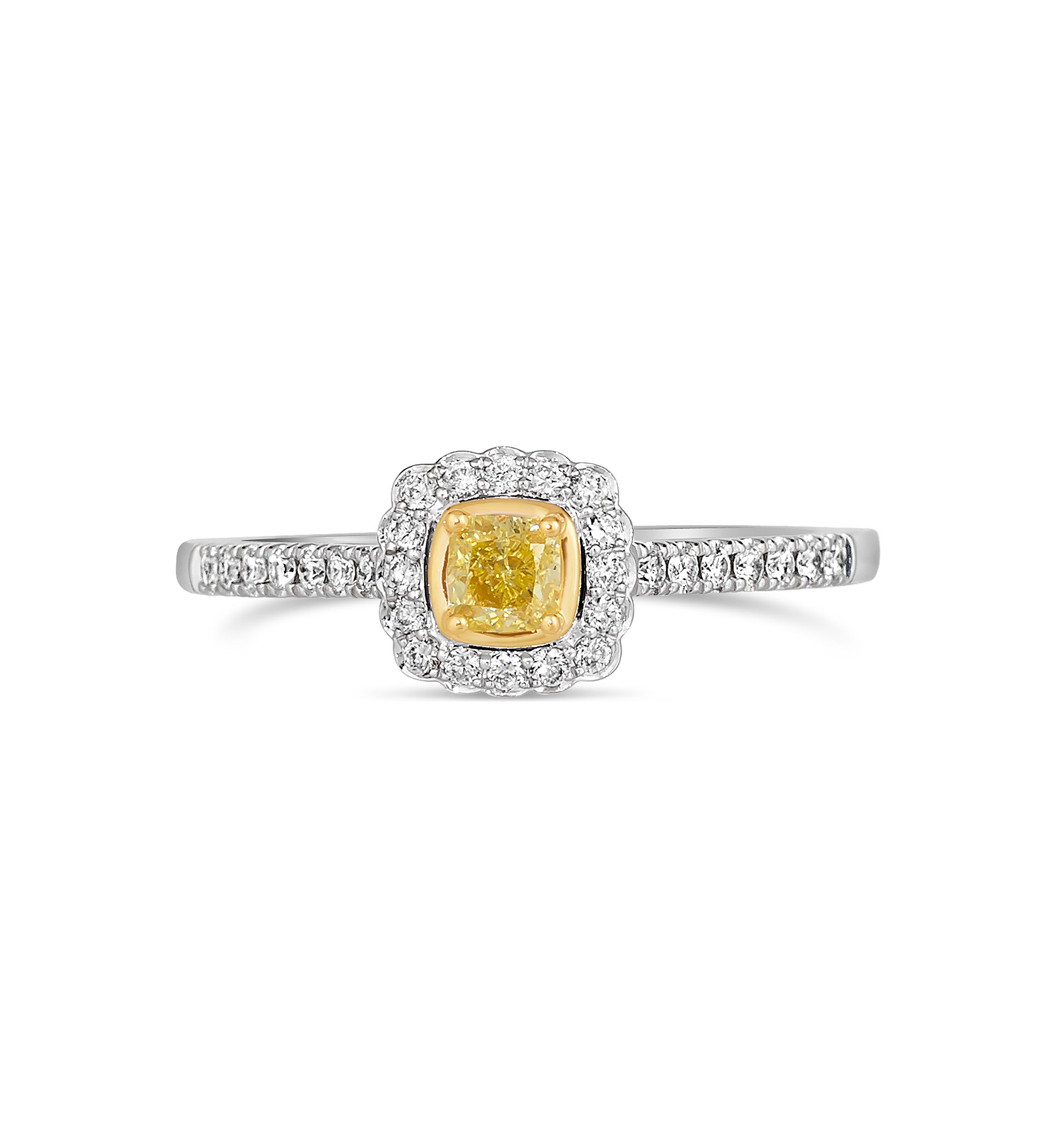  Earrings featuring 1/2 ct. t.w. Fancy Light Yellow Diamond, 1/5 ct. t.w. Vanilla Diamonds® set in 14K Two Tone Gold