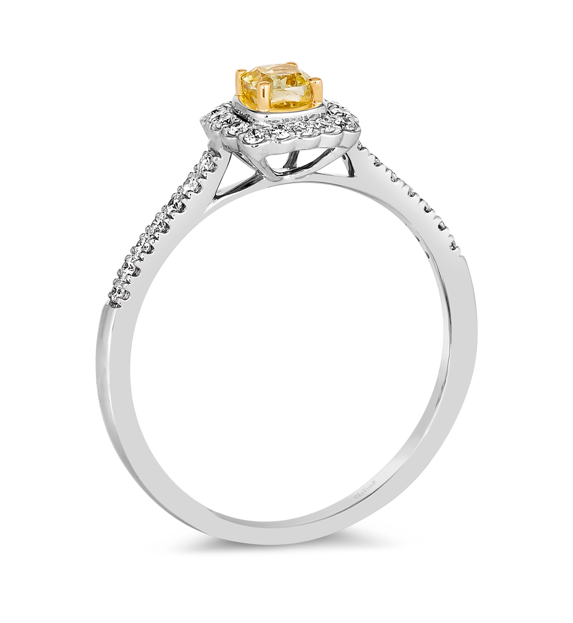 Ring featuring 1/4 ct. t.w. Fancy Light Yellow Diamond, 1/5 ct. t.w. Vanilla Diamonds® set in 14K Two Tone Gold