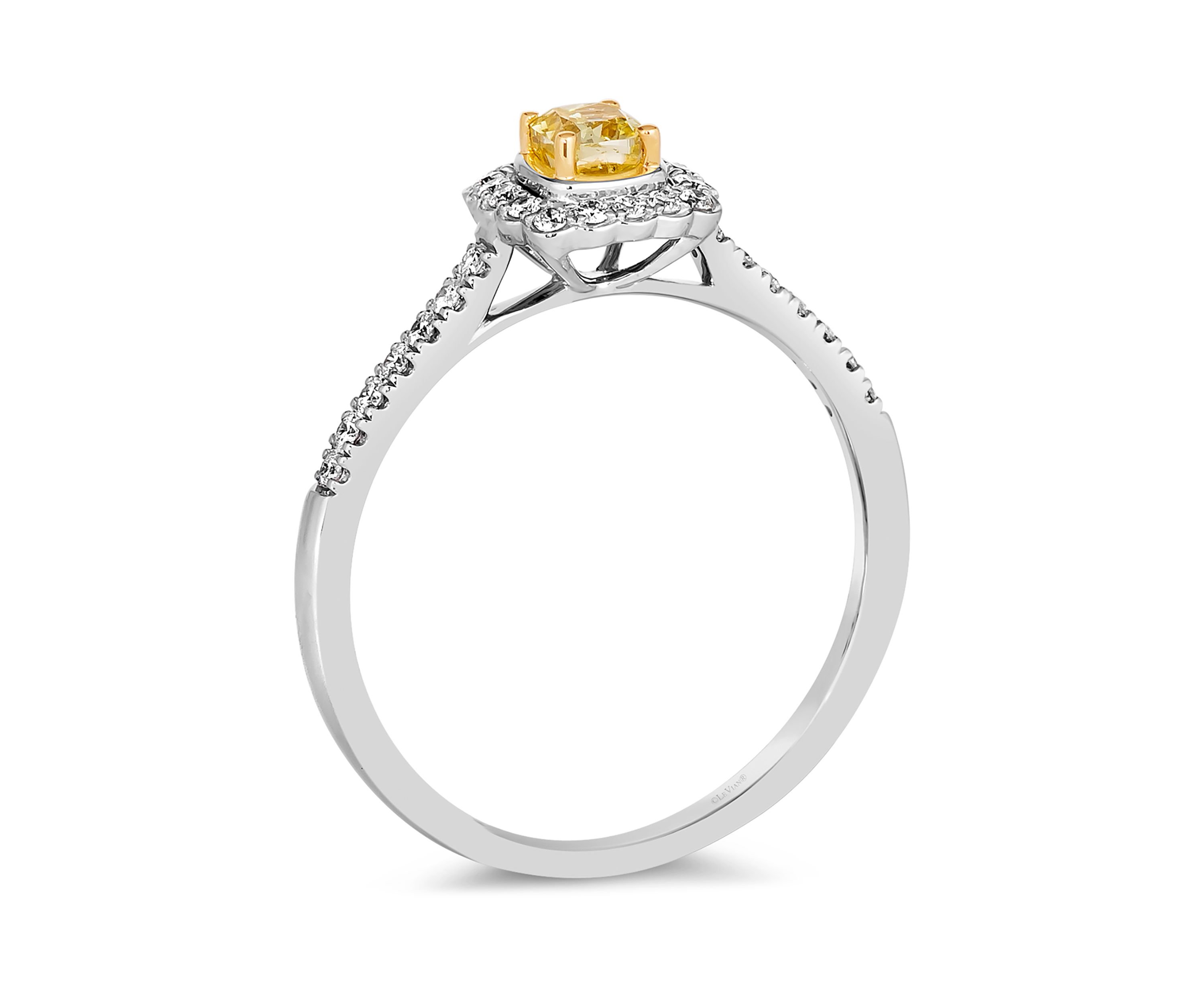 Ring featuring 1/4 ct. t.w. Fancy Light Yellow Diamond, 1/5 ct. t.w. Vanilla Diamonds® set in 14K Two Tone Gold