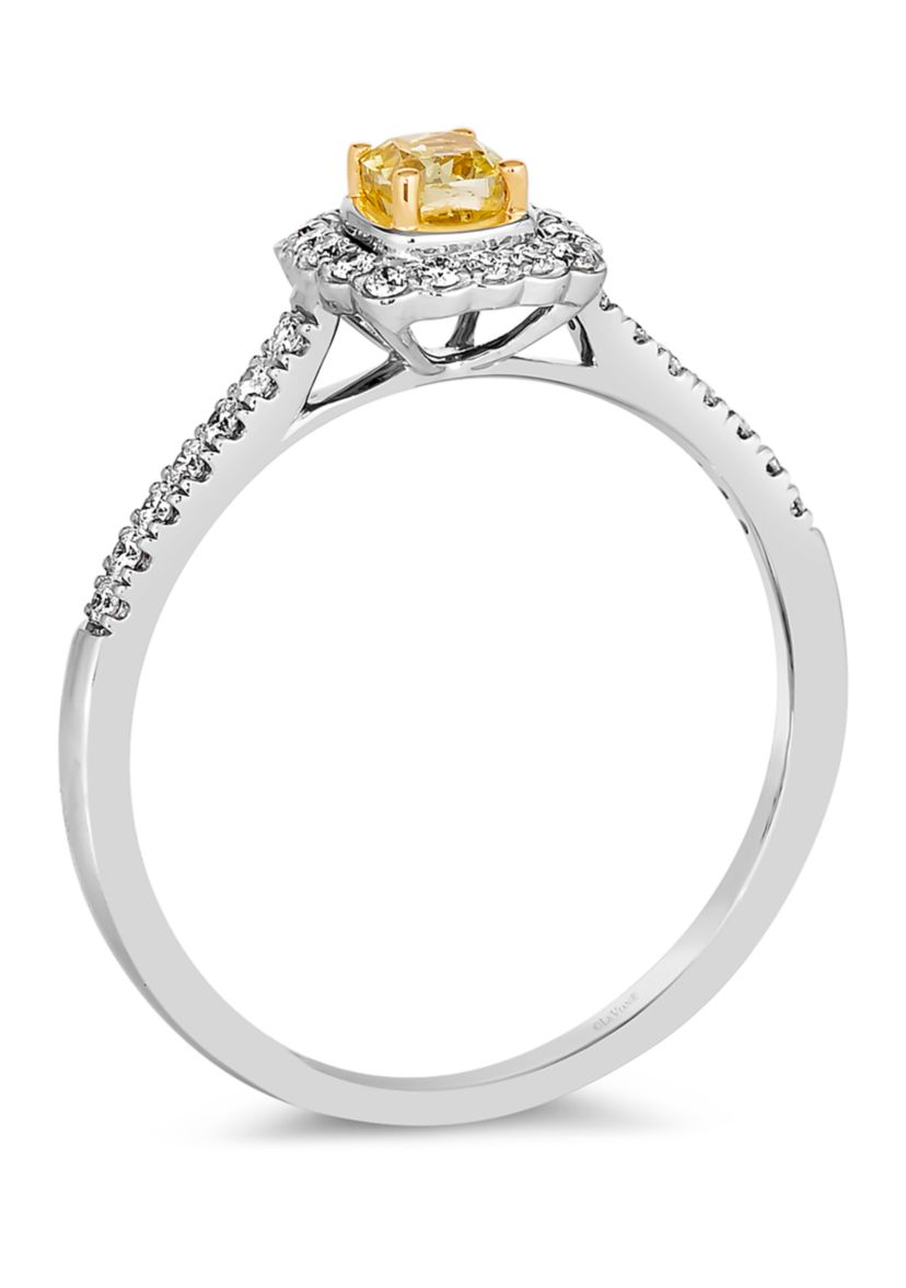 Ring featuring 1/4 ct. t.w. Fancy Light Yellow Diamond, 1/5 ct. t.w. Vanilla Diamonds® set in 14K Two Tone Gold