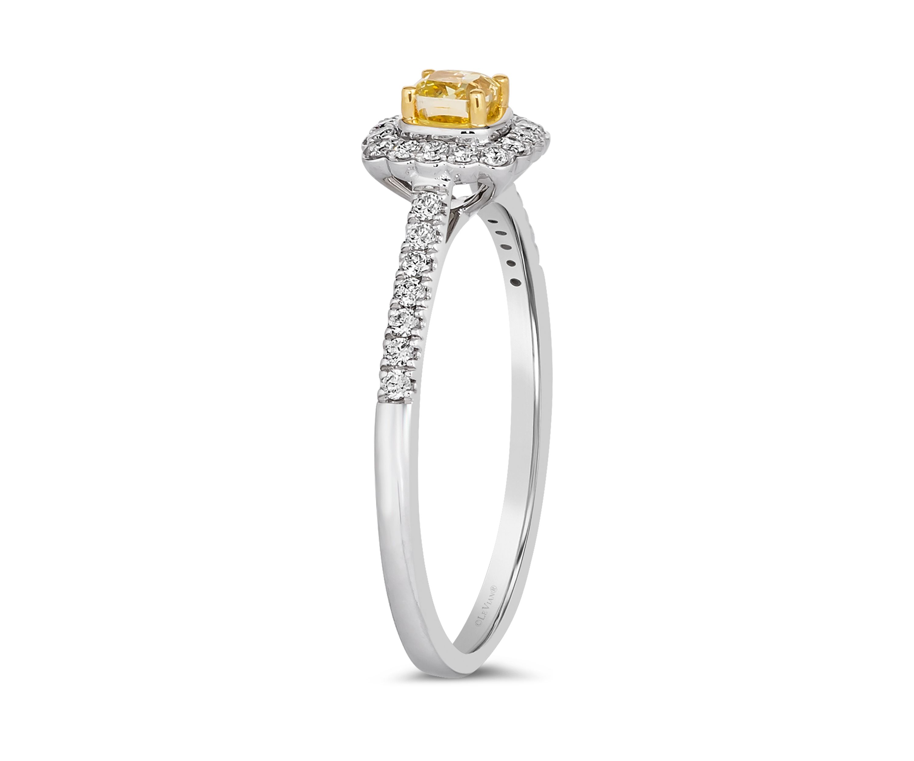 Ring featuring 1/4 ct. t.w. Fancy Light Yellow Diamond, 1/5 ct. t.w. Vanilla Diamonds® set in 14K Two Tone Gold