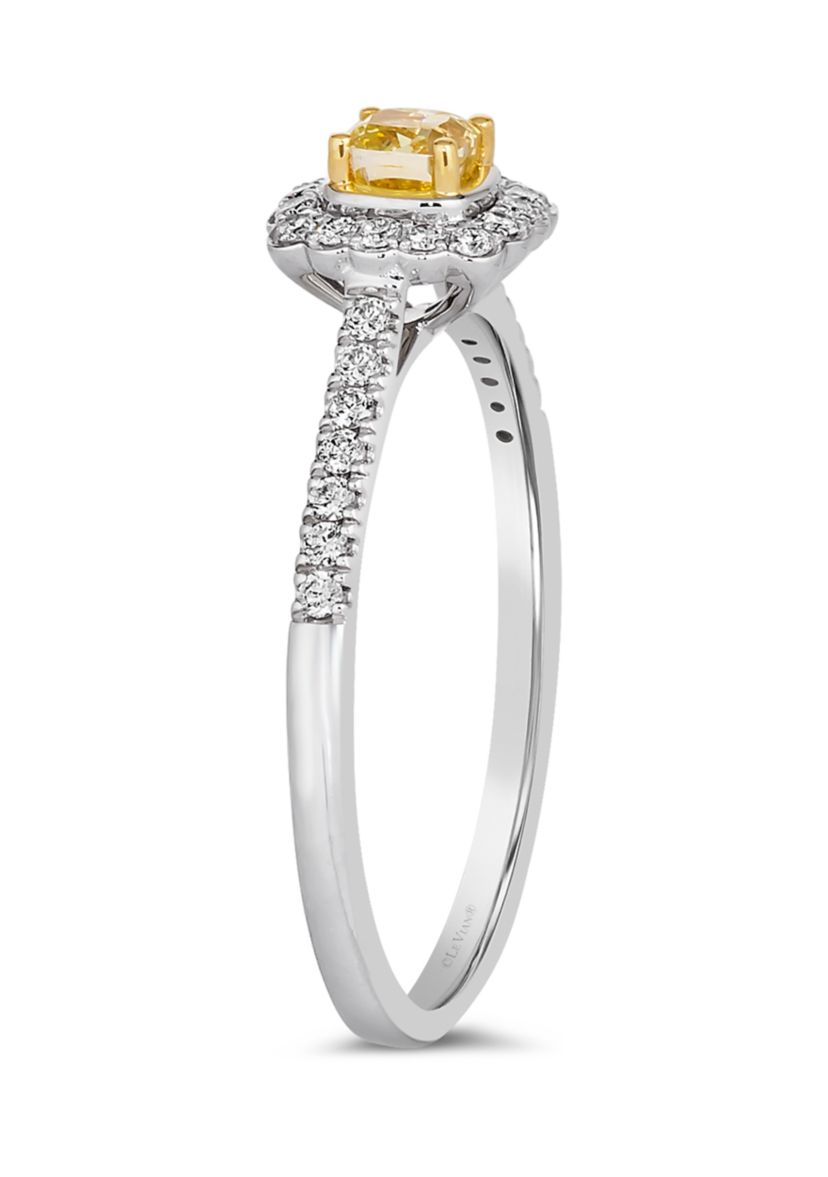 Ring featuring 1/4 ct. t.w. Fancy Light Yellow Diamond, 1/5 ct. t.w. Vanilla Diamonds® set in 14K Two Tone Gold