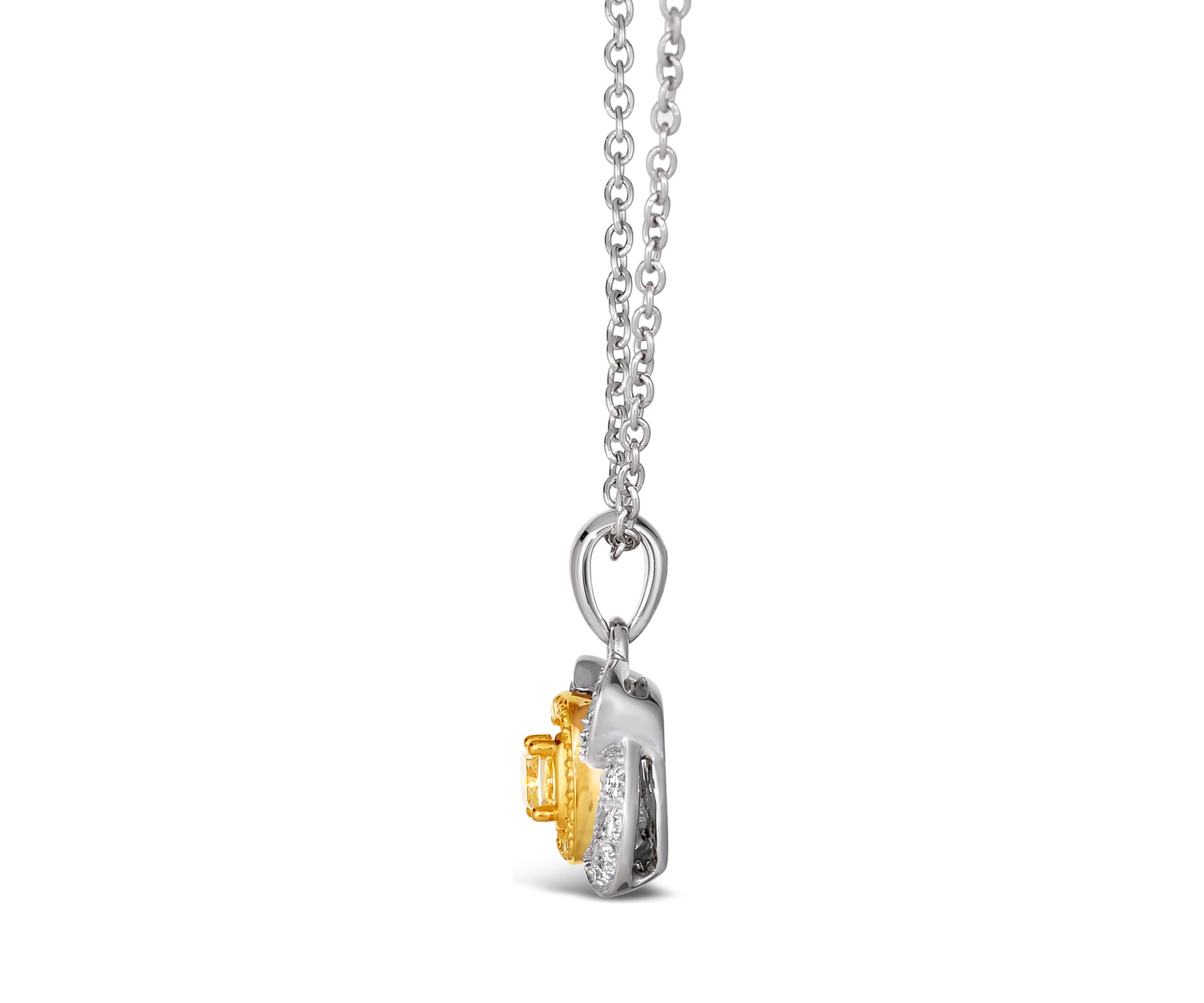 1/3 ct. t.w. Fancy Light Yellow Diamond, 1/6 ct. t.w. Vanilla Diamonds® Pendant Necklace in Platinum 