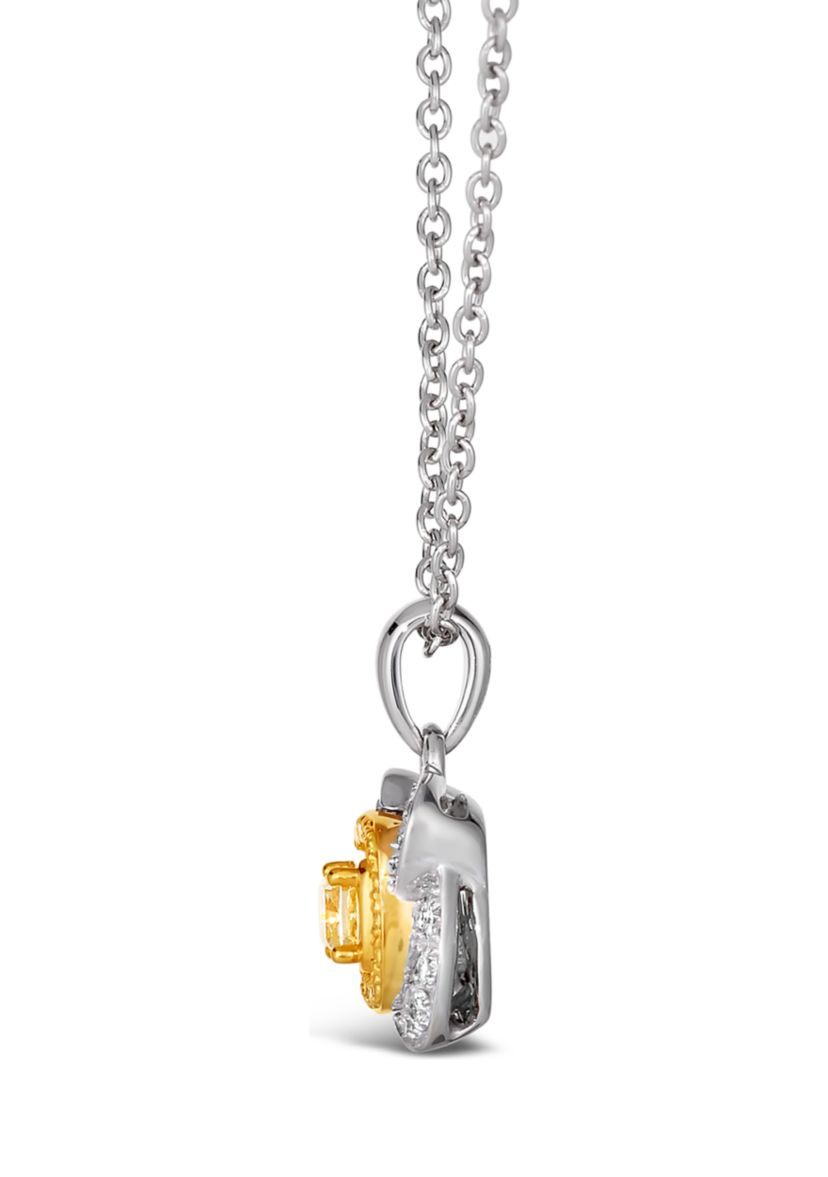 1/3 ct. t.w. Fancy Light Yellow Diamond, 1/6 ct. t.w. Vanilla Diamonds® Pendant Necklace in Platinum 